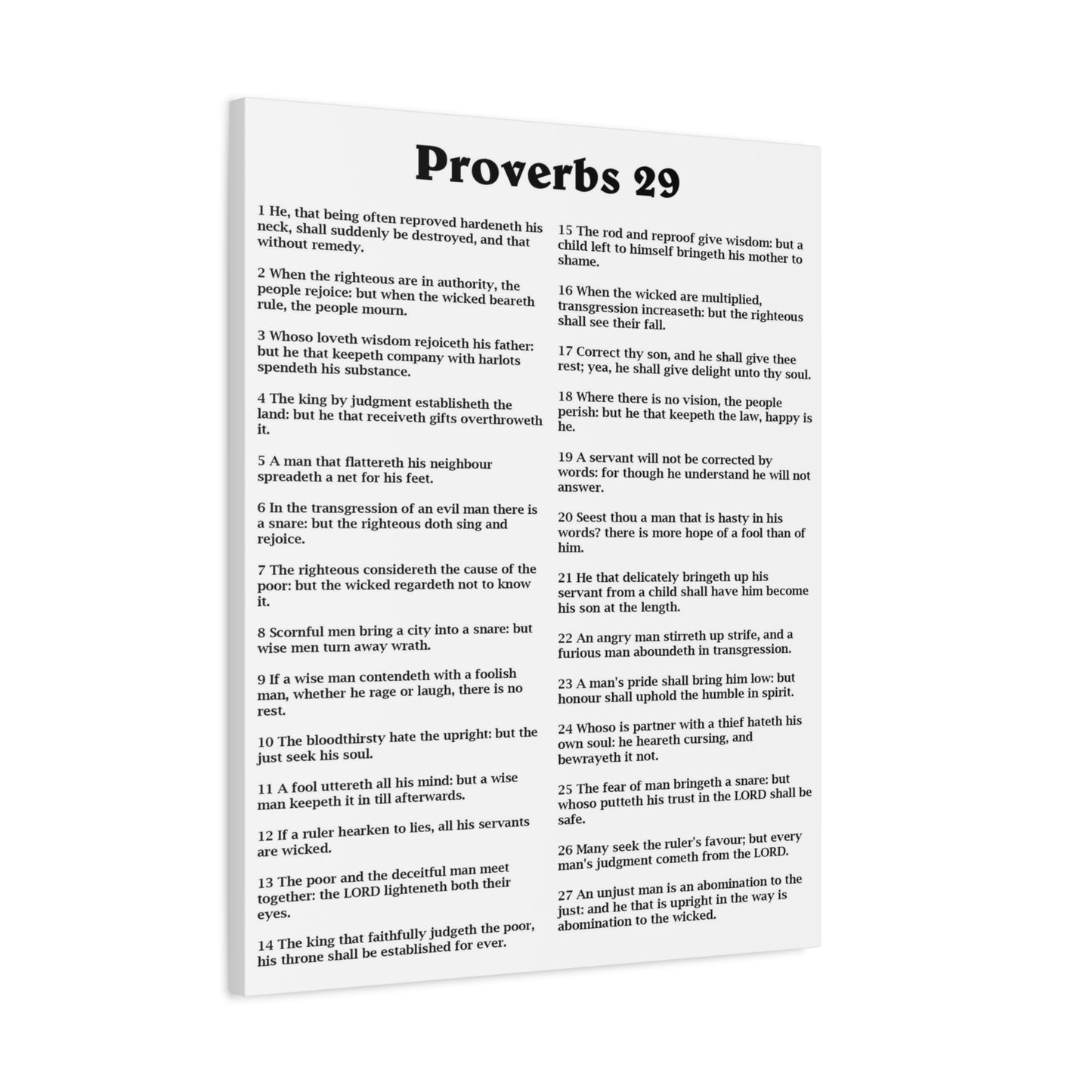Scripture Walls Proverbs Chapter 29 White Bible Canvas Christian Wall Art Ready to Hang Unframed