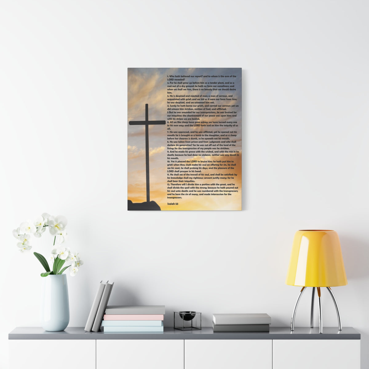 Scripture Canvas Despised and Rejected Isaiah 53 Christian Wall Art Bible Verse Print Ready to Hang