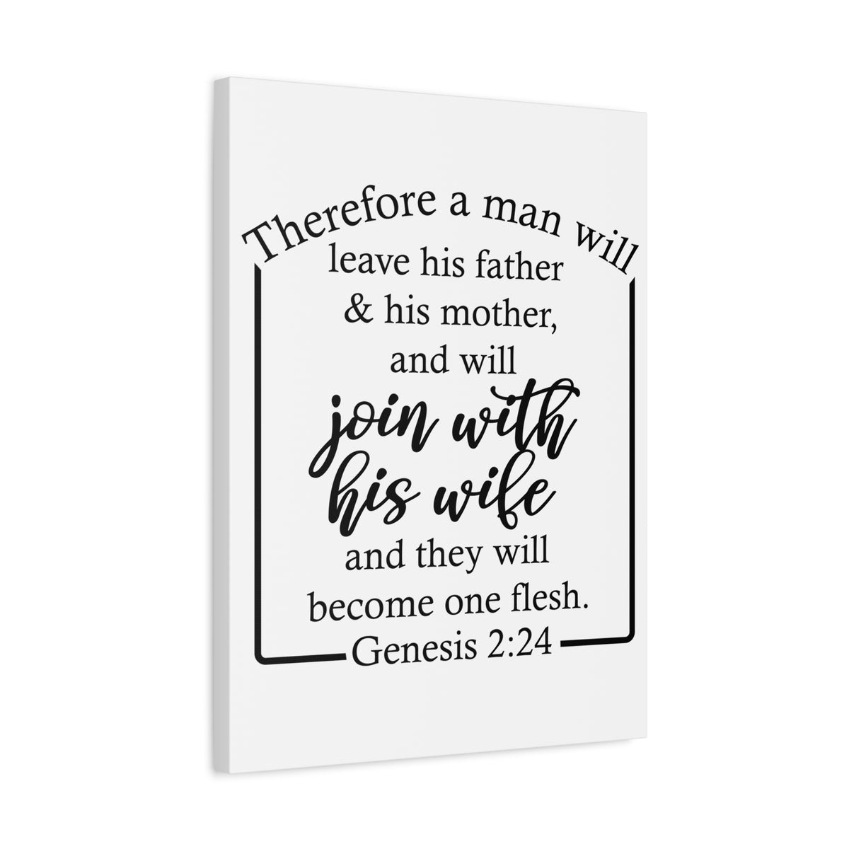 Scripture Canvas With His Wife Genesis 2:24 Christian Wall Art Bible Verse Print Ready to Hang