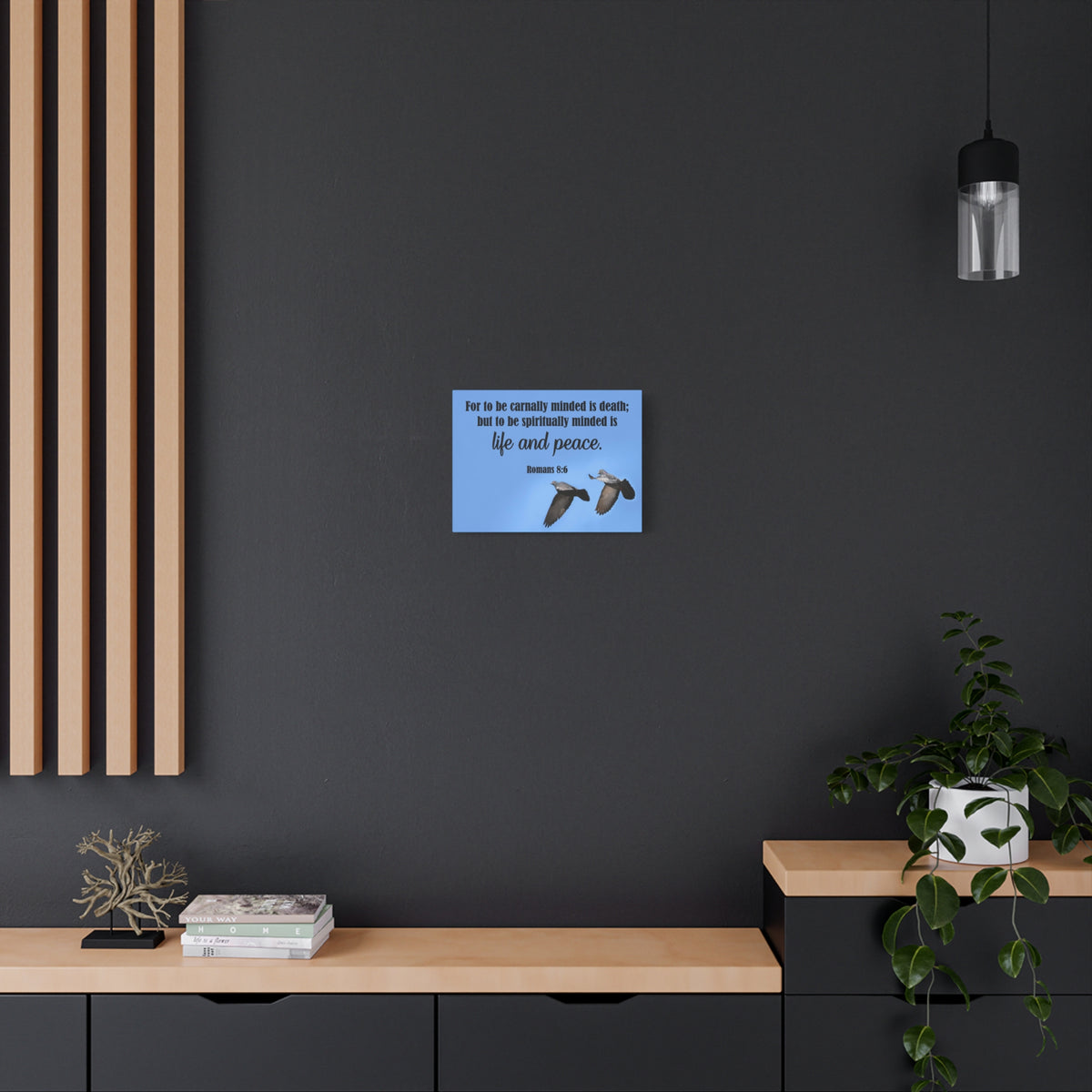 Scripture Canvas Spiritually Minded Romans 8:6 Christian Wall Art Bible Verse Print Ready to Hang