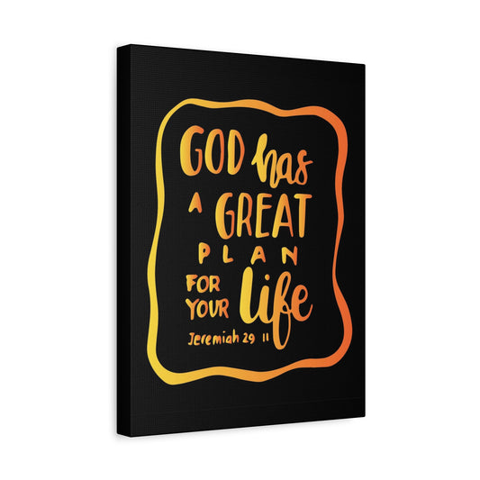Scripture Canvas A Great Plan Jeremiah 29:11 Black Christian Wall Art Bible Verse Print Ready to Hang