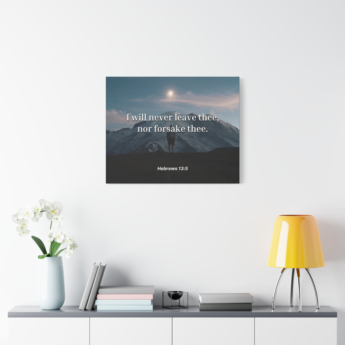 Scripture Canvas Be Content Hebrews 13:5 Christian Wall Art Bible Verse Print Ready to Hang