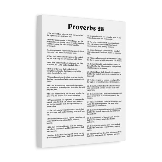 Scripture Walls Proverbs Chapter 28 White Bible Canvas Christian Wall Art Ready to Hang Unframed
