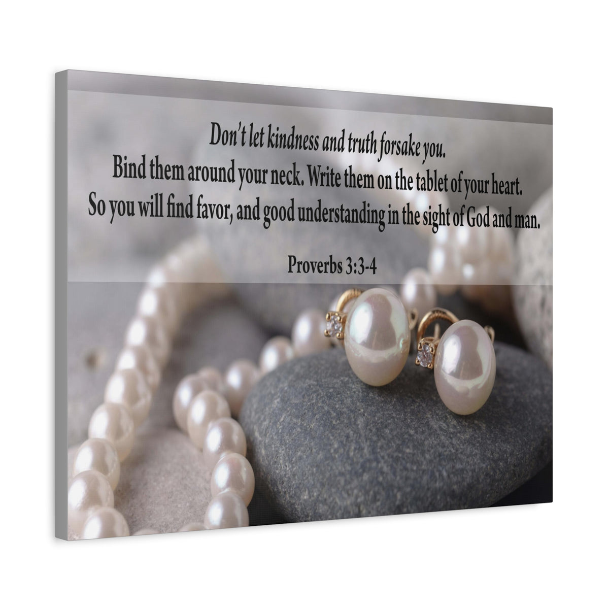 Scripture Canvas Kindness and Truth Proverbs 3:3-4 Christian Wall Art Bible Verse Print Ready to Hang