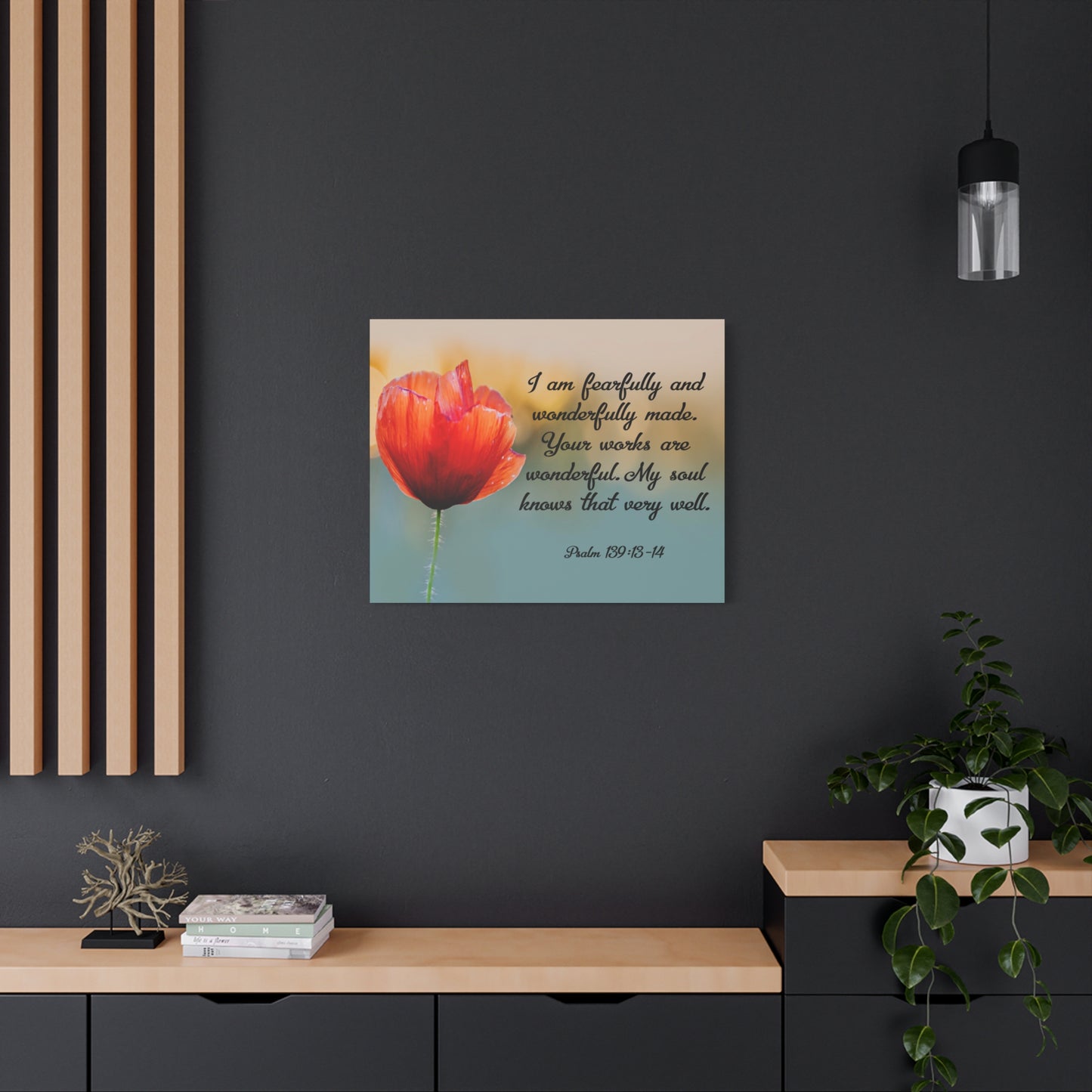 Bible Verse Canvas I Am Fearfully and Wonderfully Made Psalm 139:13-14 Christian Home Décor Wall Art Scripture Ready to Hang Faith Print