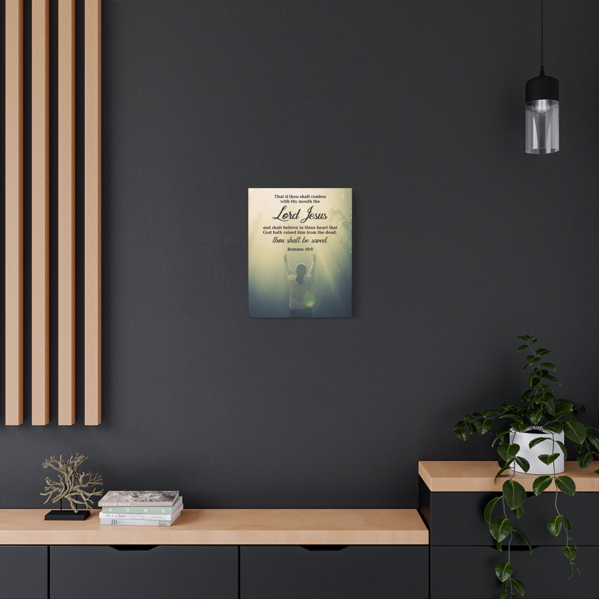 Scripture Canvas Confess With Your Mouth Romans 10:9 Christian Wall Art Bible Verse Print Ready to Hang