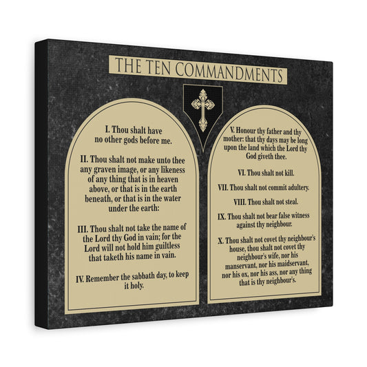 Scripture Canvas Ten Commandments Tablets Brown Christian Wall Art Print Ready to Hang