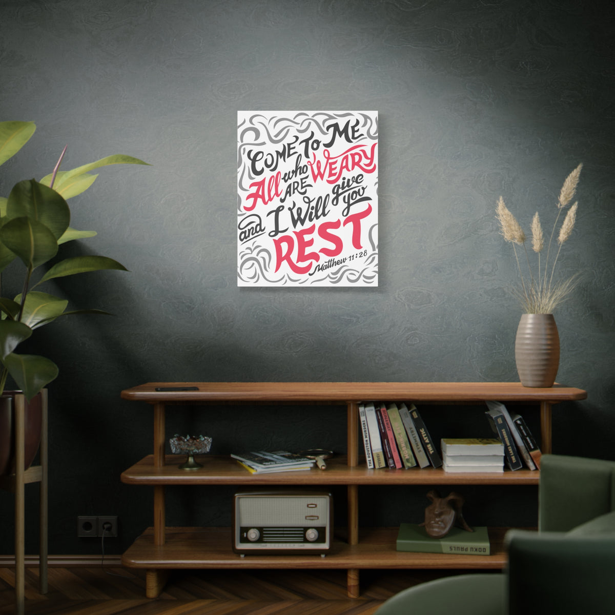 Scripture Canvas Come To Me All Matthew 11:28 Christian Wall Art Bible Verse Print Ready To Hang