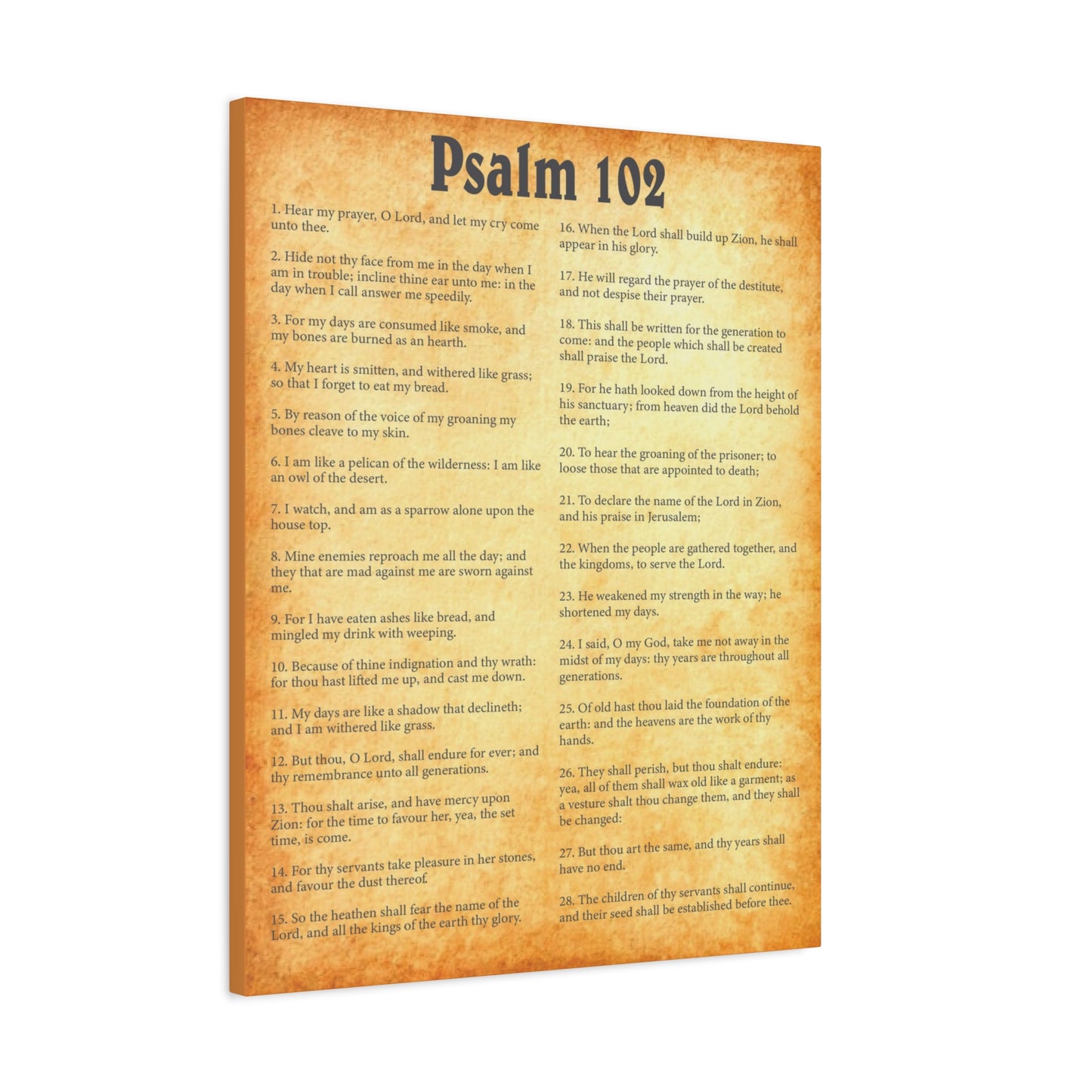 Scripture Walls Psalm 102 Gold Bible Chapter Canvas Christian Wall Art Ready to Hang