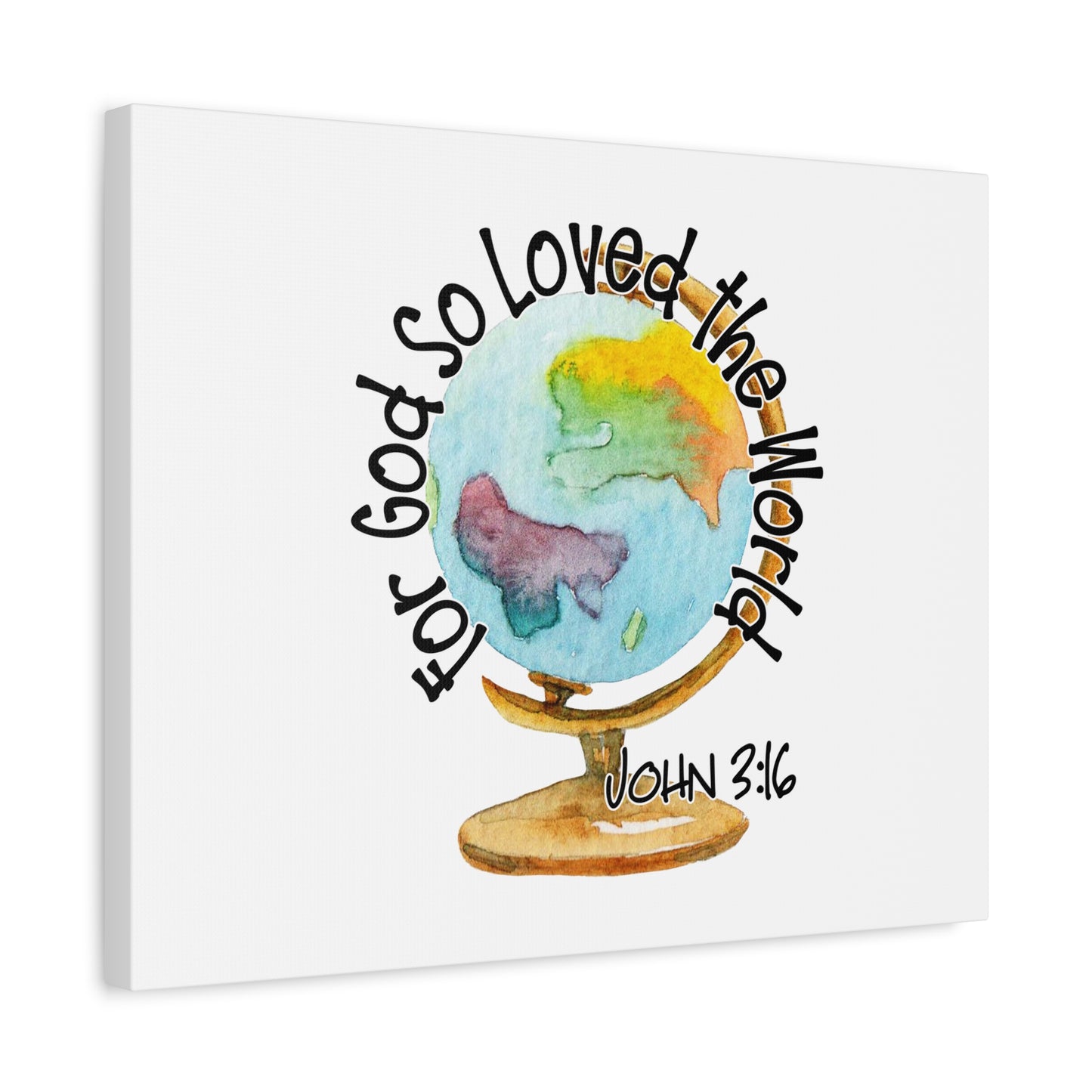 Scripture Canvas For God So Loved The World John 3:16 Christian Wall Art Bible Verse Print Ready to Hang
