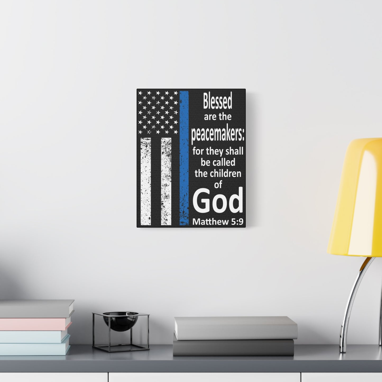 Scripture Walls Matthew 5:9 Police Officer Sign Bible Canvas Christian Wall Art Ready to Hang Unframed