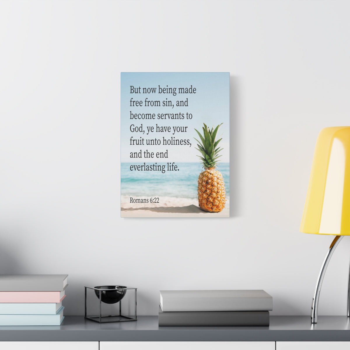 Scripture Canvas Fruit Unto Holiness Romans 6:22 Christian Wall Art Bible Verse Print Ready to Hang