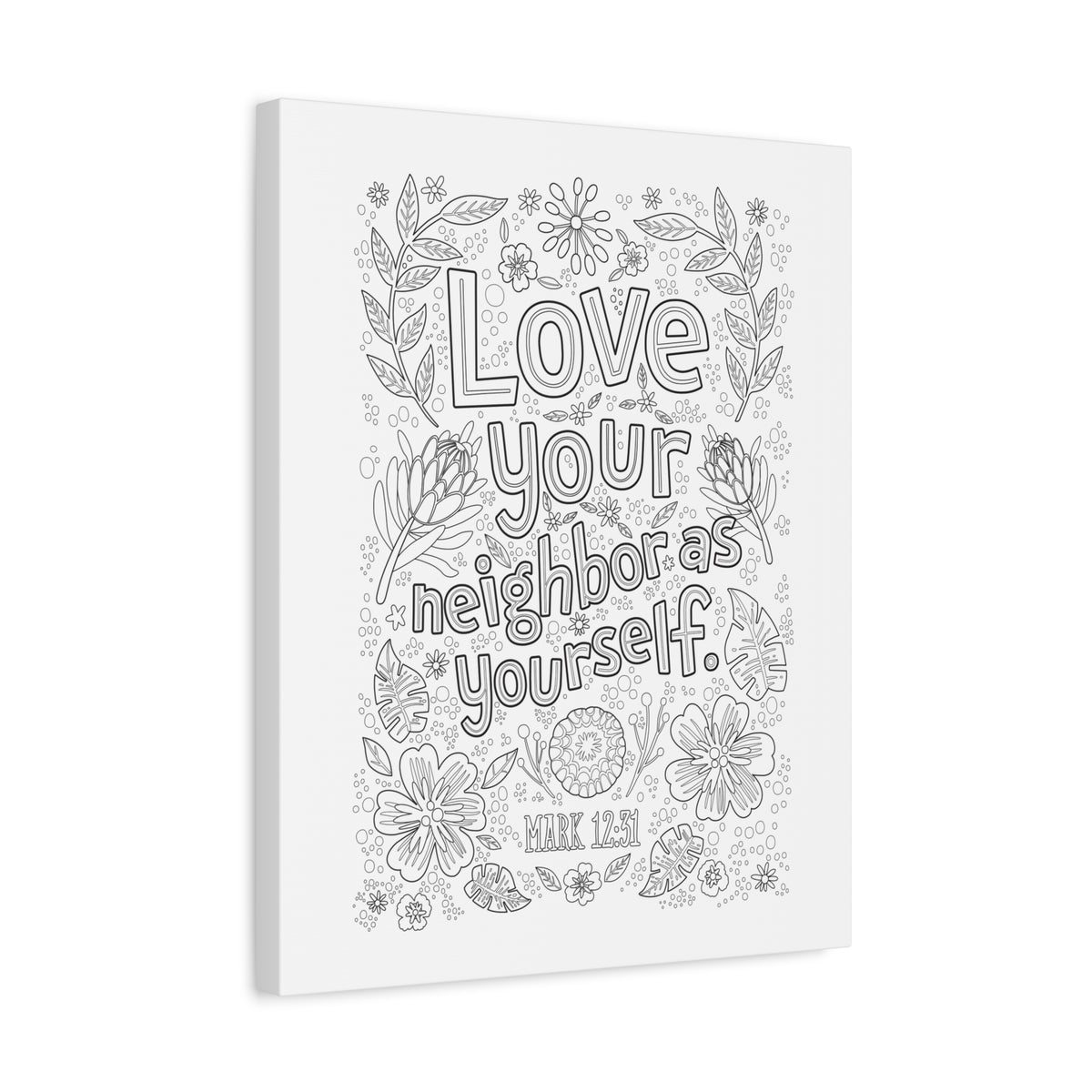 Scripture Canvas Love Your Neighbor Mark 12:31 Christian Wall Art Bible Verse Print Ready to Hang