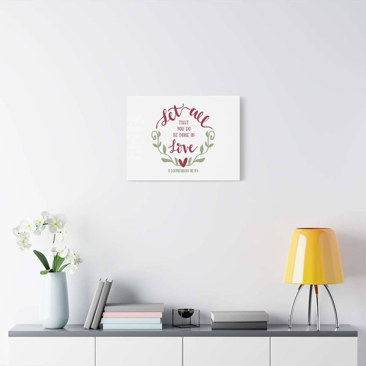 Scripture Canvas Be Done In Love 1 Corinthians 16:14 Christian Wall Art Bible Verse Print Ready to Hang