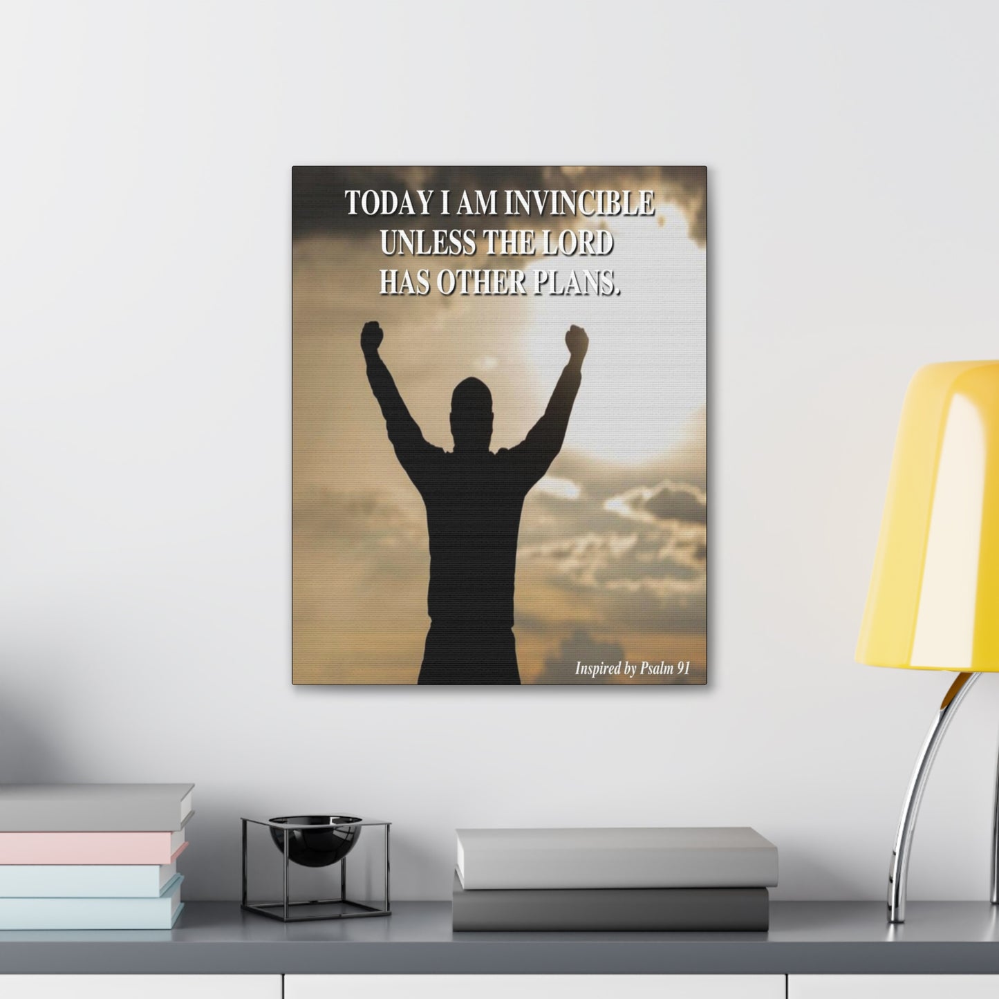 Today I Am Invincible Canvas Psalm 91 Bible Verse Canvas Christian Wall Art Ready to Hang