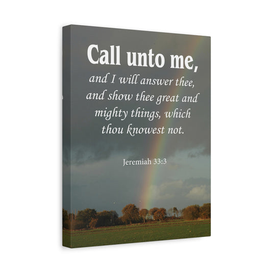 Scripture Canvas Call Unto Me Jeremiah 33:3 Christian Wall Art Bible Verse Print Ready to Hang