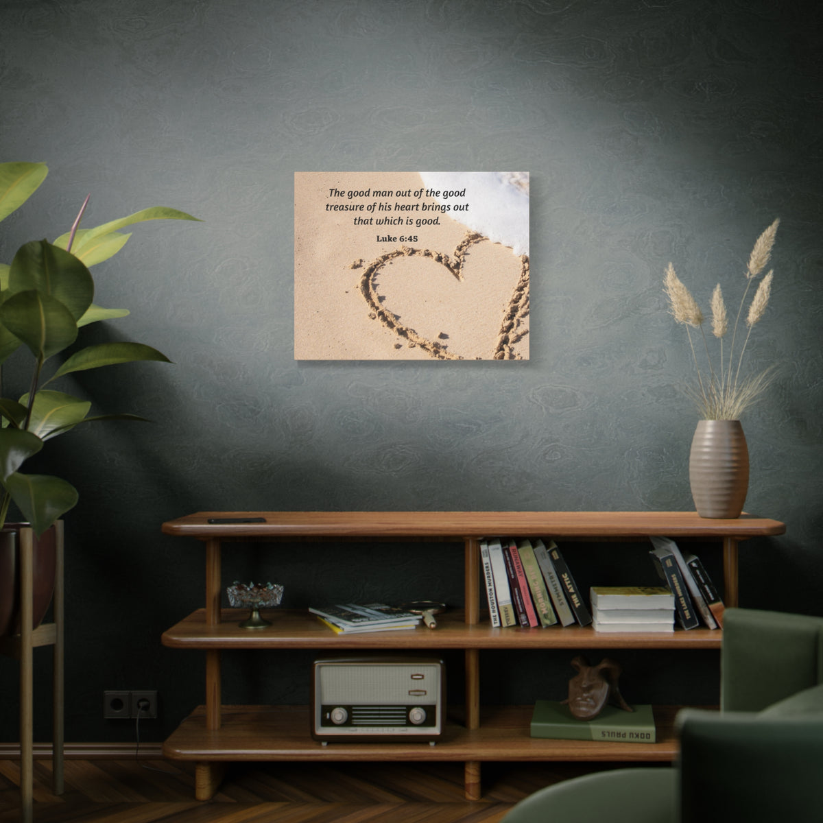 Scripture Canvas Good Treasure Luke 6:45 Christian Wall Art Bible Verse Print Ready to Hang