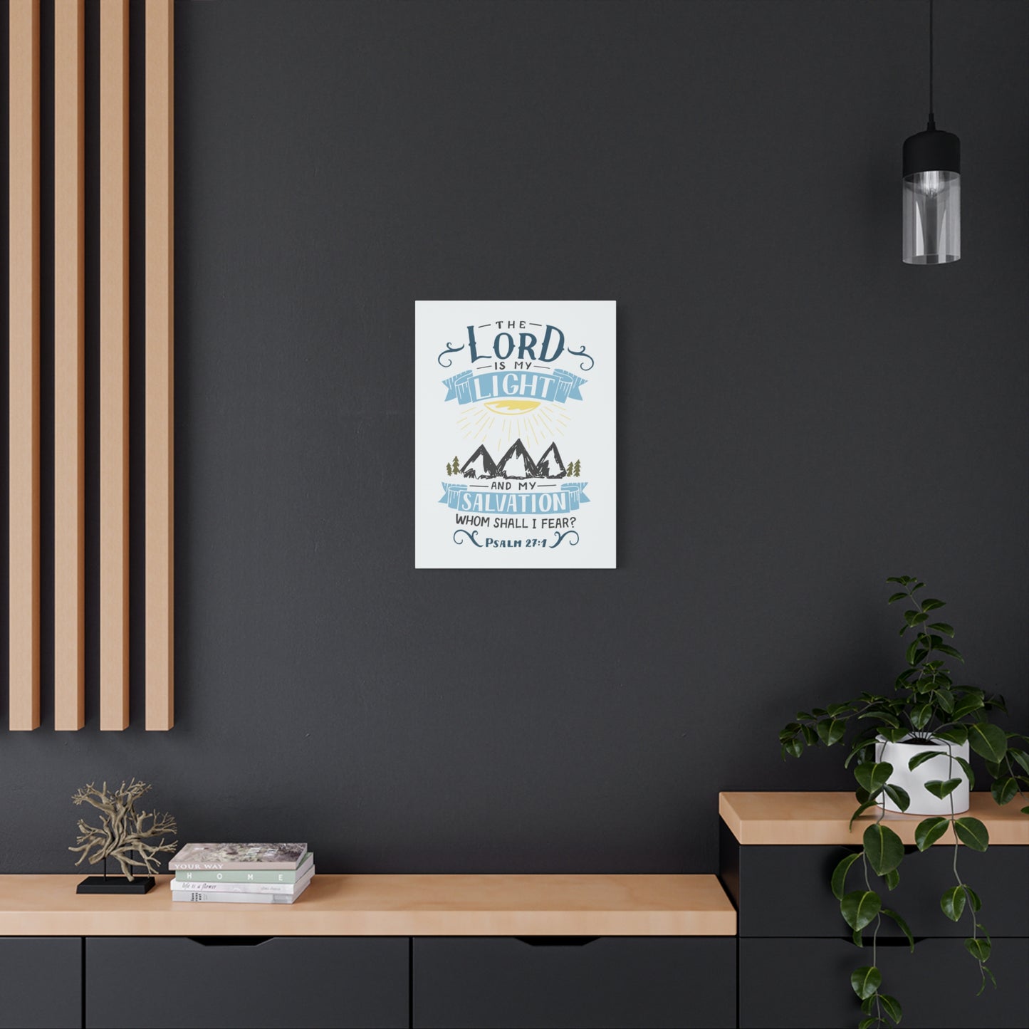 Scripture Canvas The Lord Is My Light Psalm 27:1 Christian Wall Art Bible Verse Print Ready to Hang