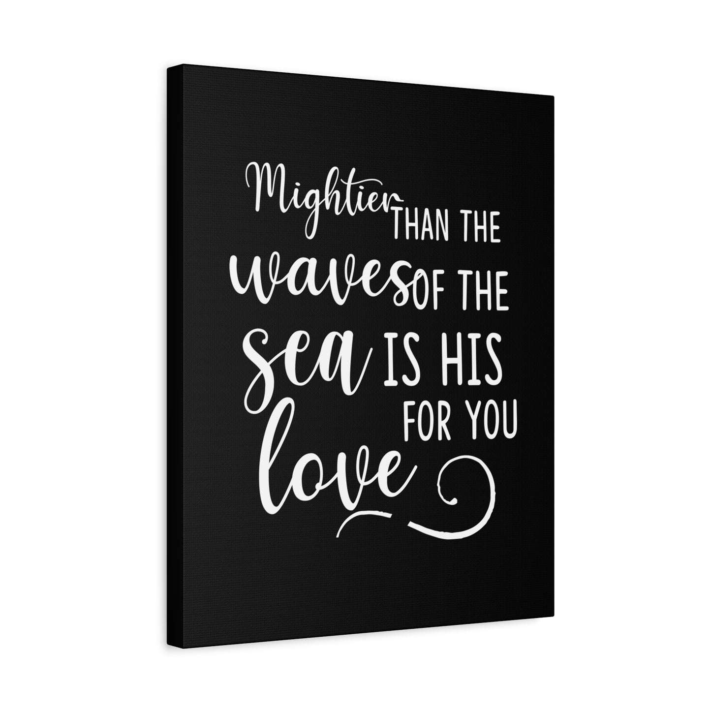 Scripture Canvas Mightier Than The Waves Of The Sea Psalm 93:4 Christian Wall Art Bible Verse Print Ready to Hang