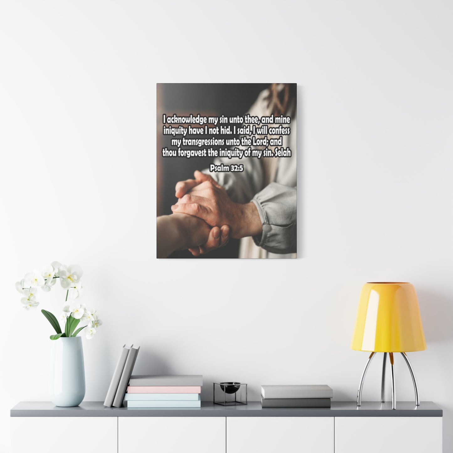 Bible Verse Canvas I Acknowledge My Sin Psalm 32:5 Christian Home Decor Scripture Art