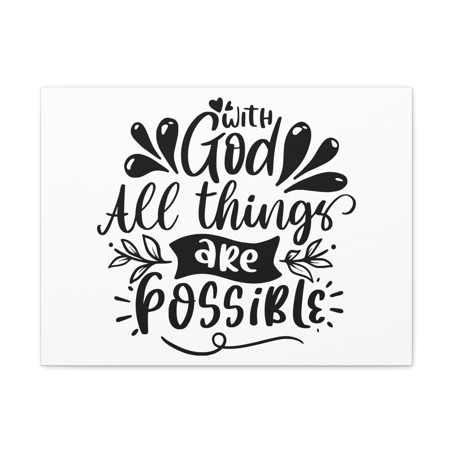 With God All Things Are Possible Matthew 19:26 Christian Wall Art Bible Verse Print Ready to Hang