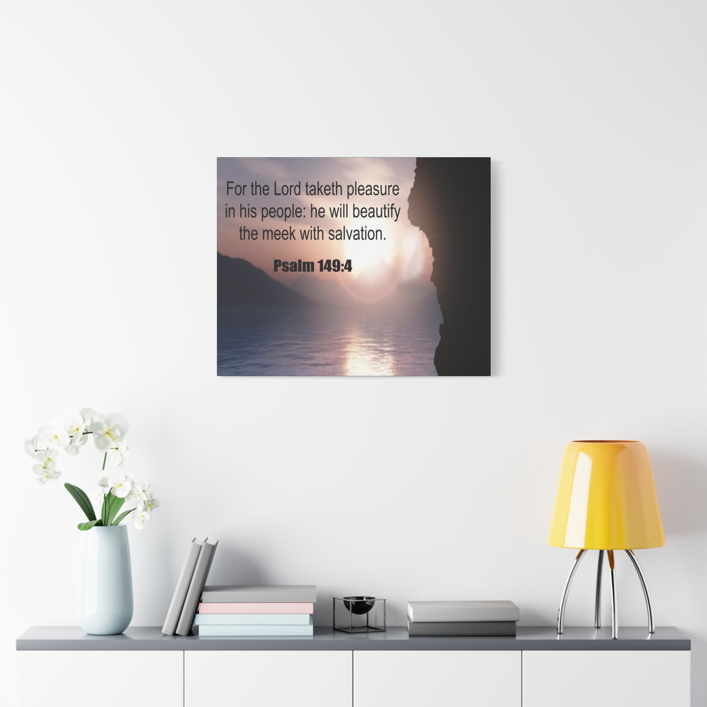 Scripture Canvas Beutify the Meek Psalm 149:4 Christian Wall Art Bible Verse Print Ready to Hang