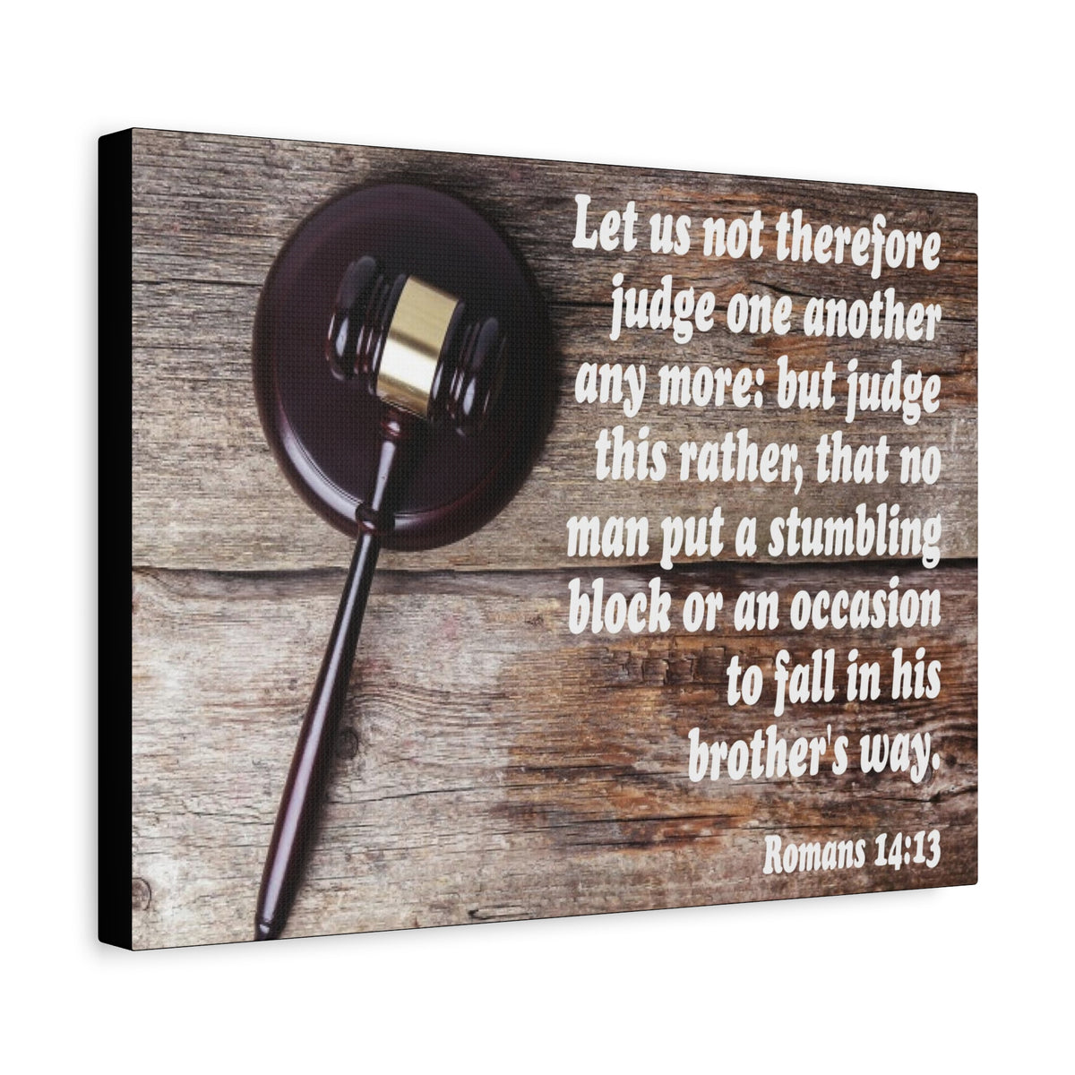 Scripture Canvas Not Judge One Another Romans 14:13 Christian Wall Art Bible Verse Print Ready to Hang
