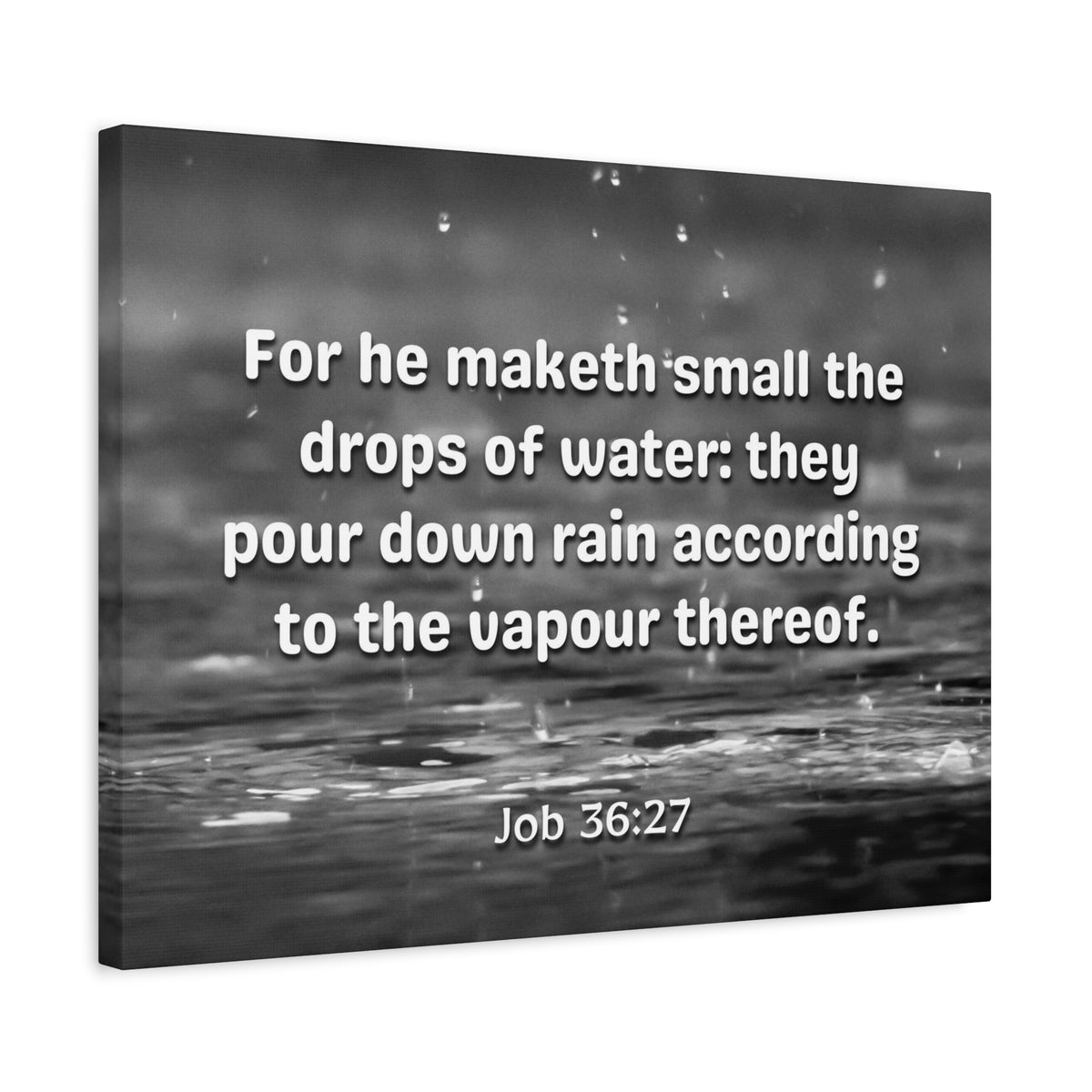 Scripture Canvas Drops Of Water Job 36:27 Christian Wall Art Bible Verse Print Ready to Hang