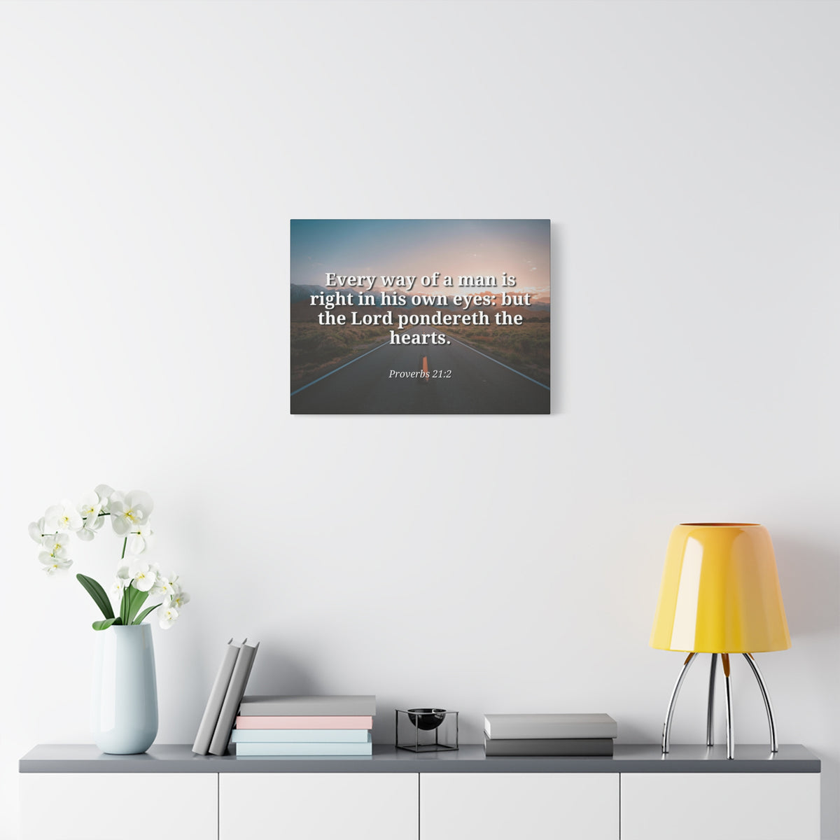 Scripture Canvas The Hearts Proverbs 21:2 Christian Wall Art Bible Verse Print Ready to Hang