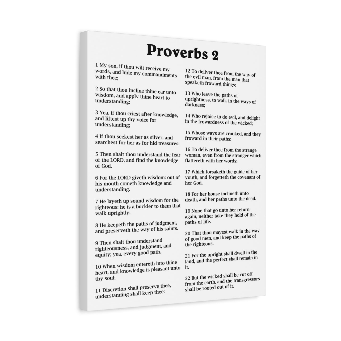Scripture Walls Proverbs Chapter 2 White Bible Canvas Christian Wall Art Ready to Hang Unframed