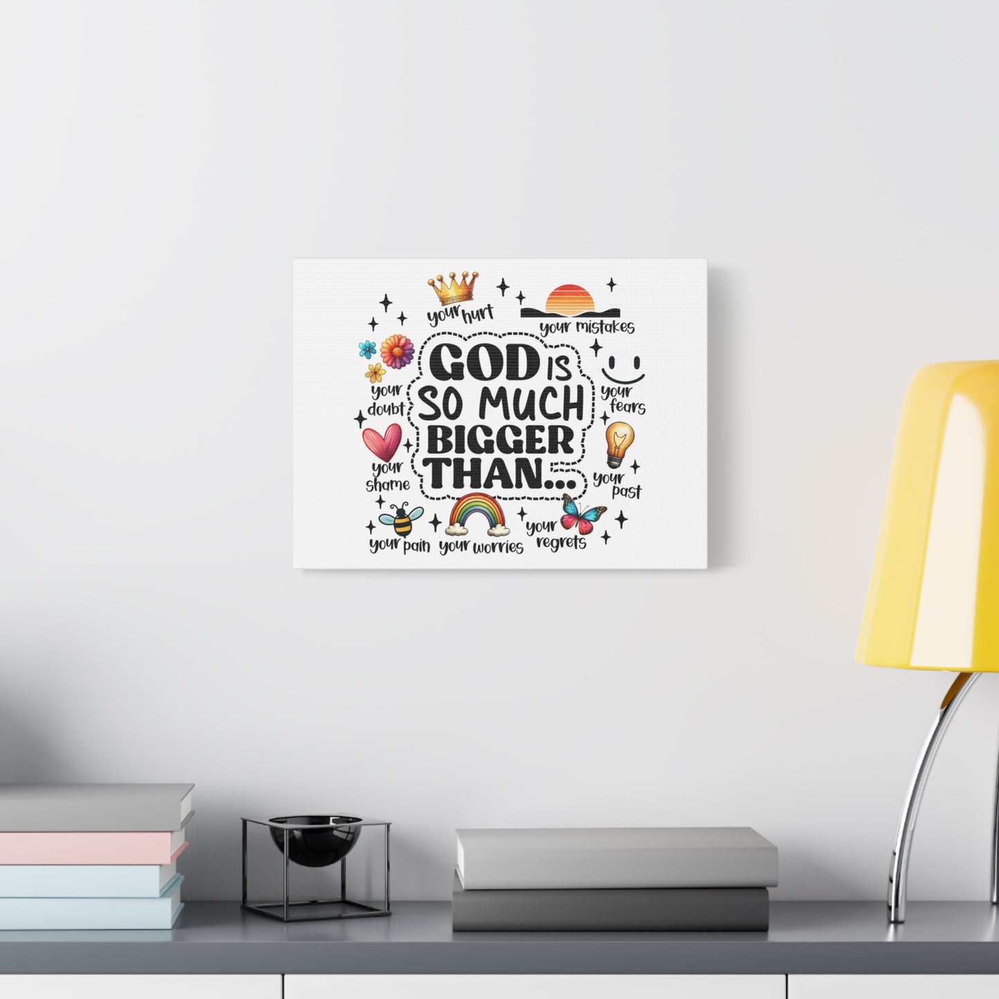 Scripture Walls God Bigger Than Everything Bible Verse Canvas Christian Wall Art Ready to Hang Unframed