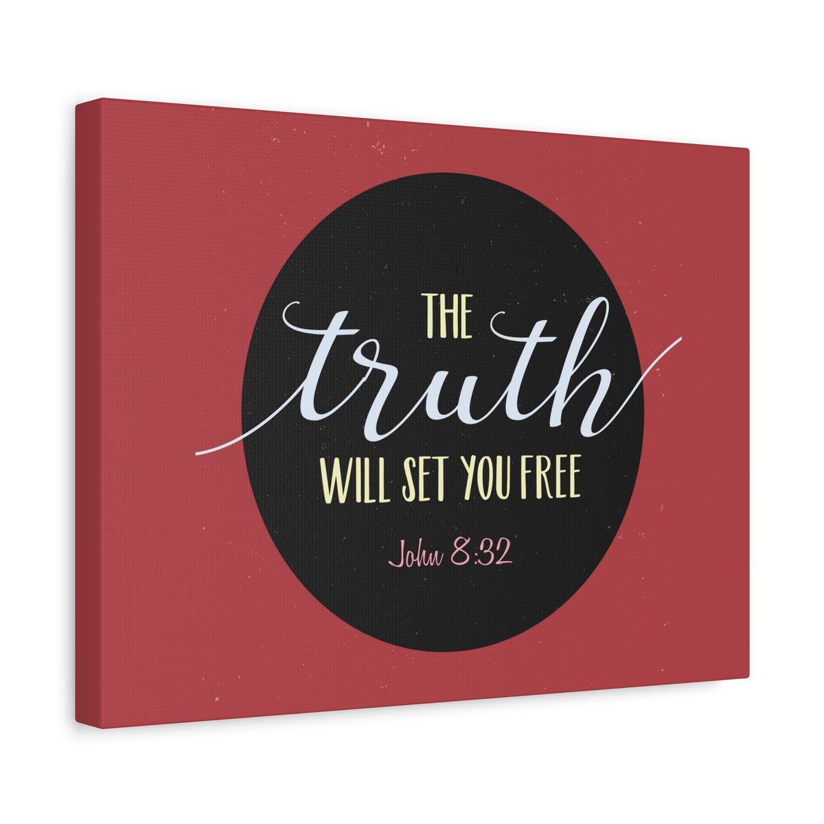 Scripture Canvas The Truth Red John 8:32 Christian Wall Art Bible Verse Print Ready to Hang