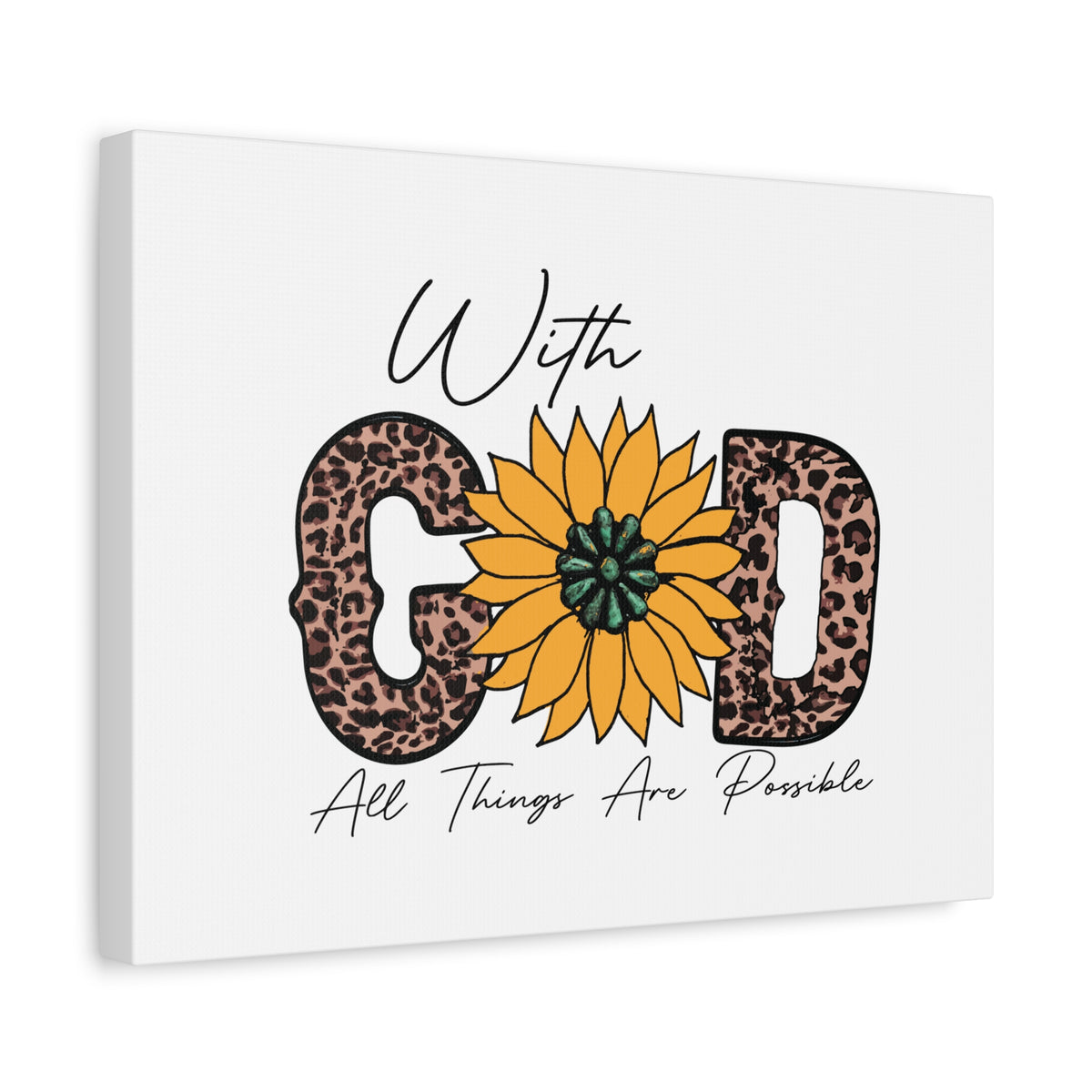 Scripture Canvas With God Yellow Flower Christian Wall Art Bible Verse Print Ready to Hang