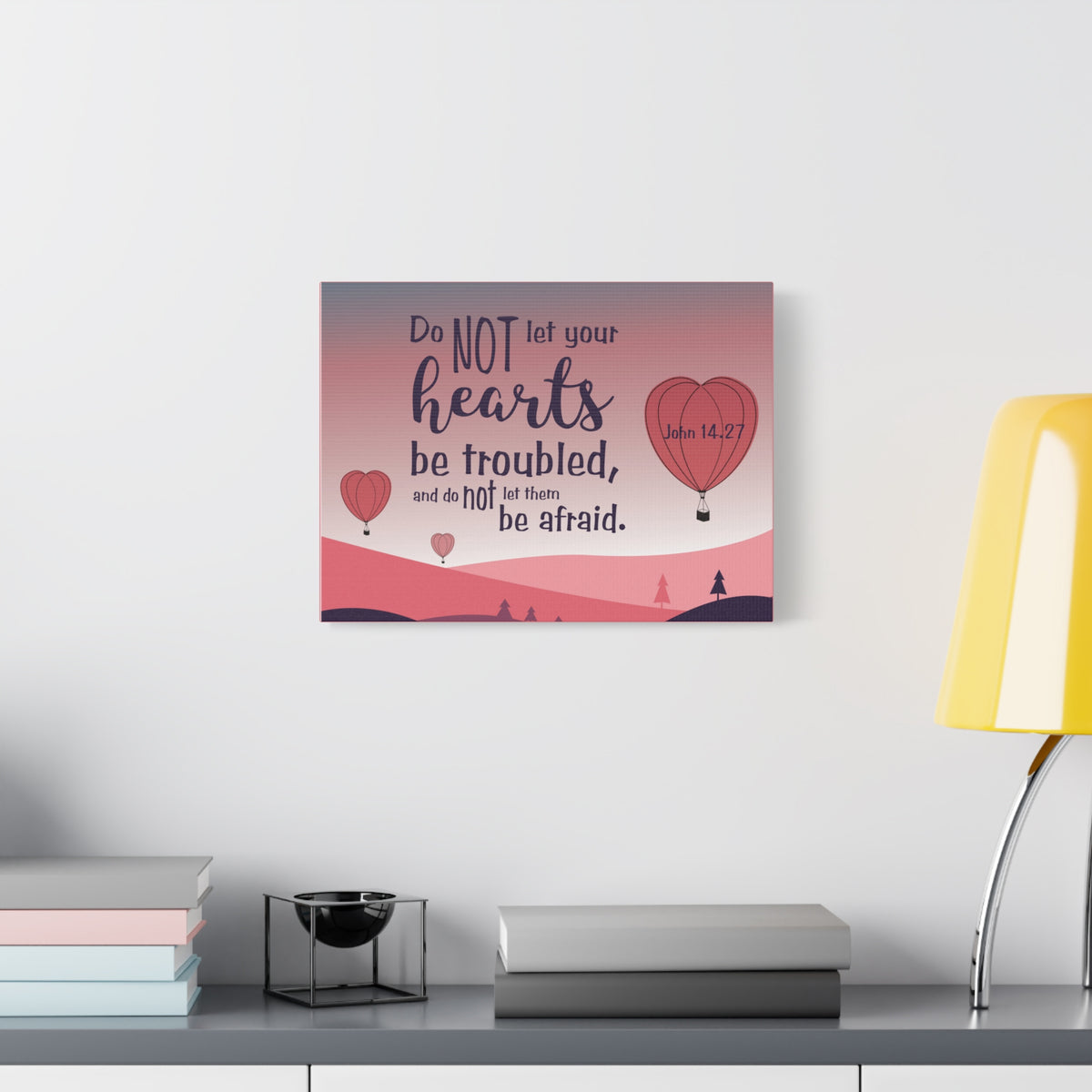Scripture Canvas Your Hearts Pink John 14:27 Christian Wall Art Bible Verse Print Ready to Hang