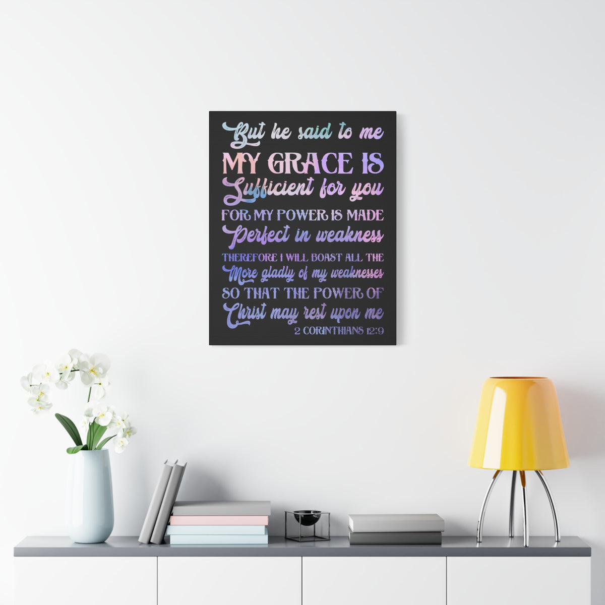 Scripture Canvas My Grace 2 Corinthians 12:9 Christian Wall Art Bible Verse Print Ready to Hang