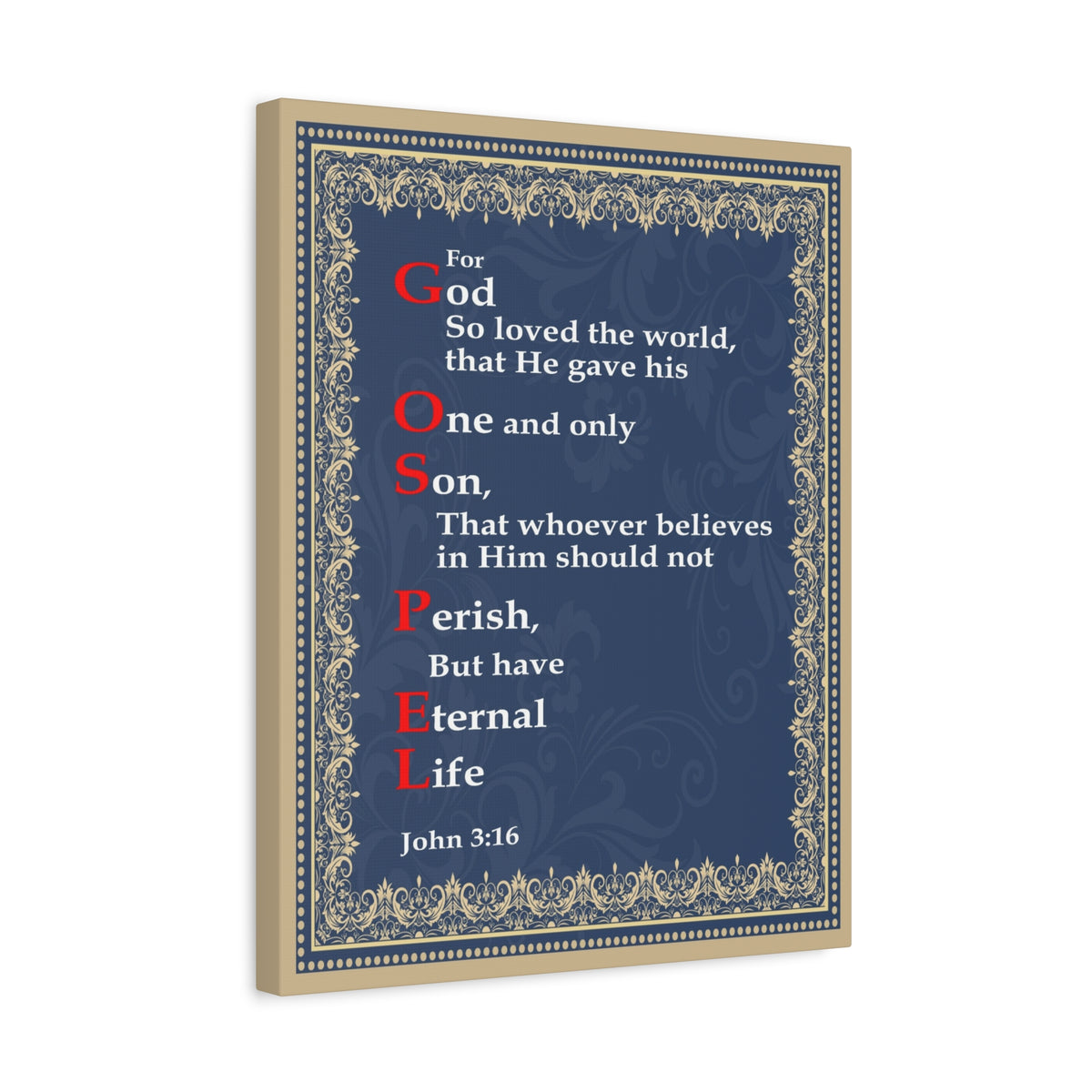 Scripture Canvas Gospel John 3:16 Christian Wall Art Bible Verse Print Ready to Hang