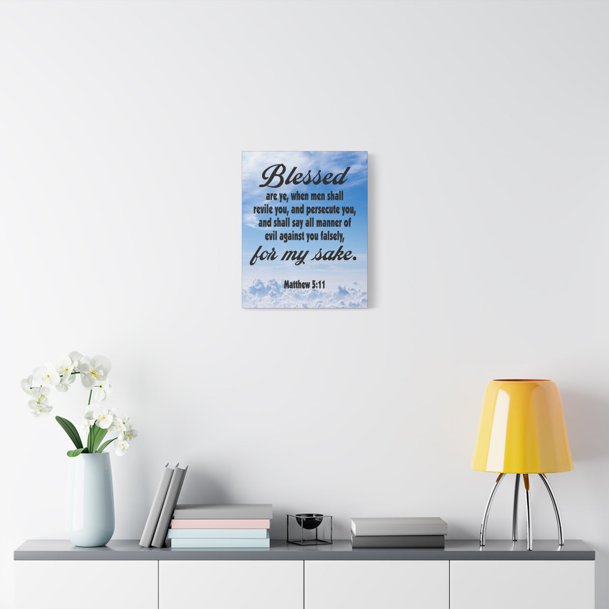 Scripture Canvas Blessed For My Sake Matthew 5:11 Christian Wall Art Bible Verse Print Ready to Hang