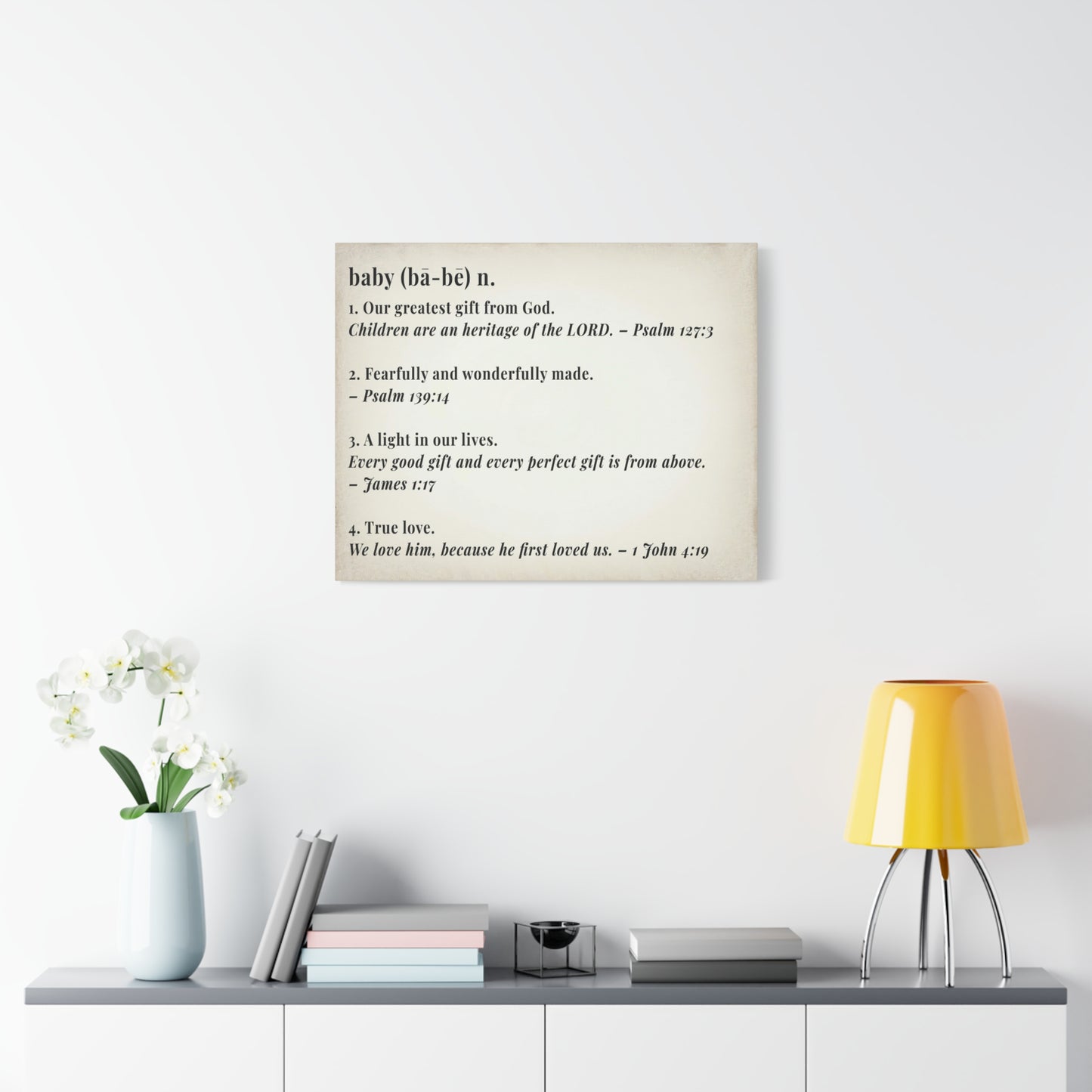 Scripture Walls Baby Definition by God Bible Verse Canvas Christian Wall Art Ready to Hang Unframed