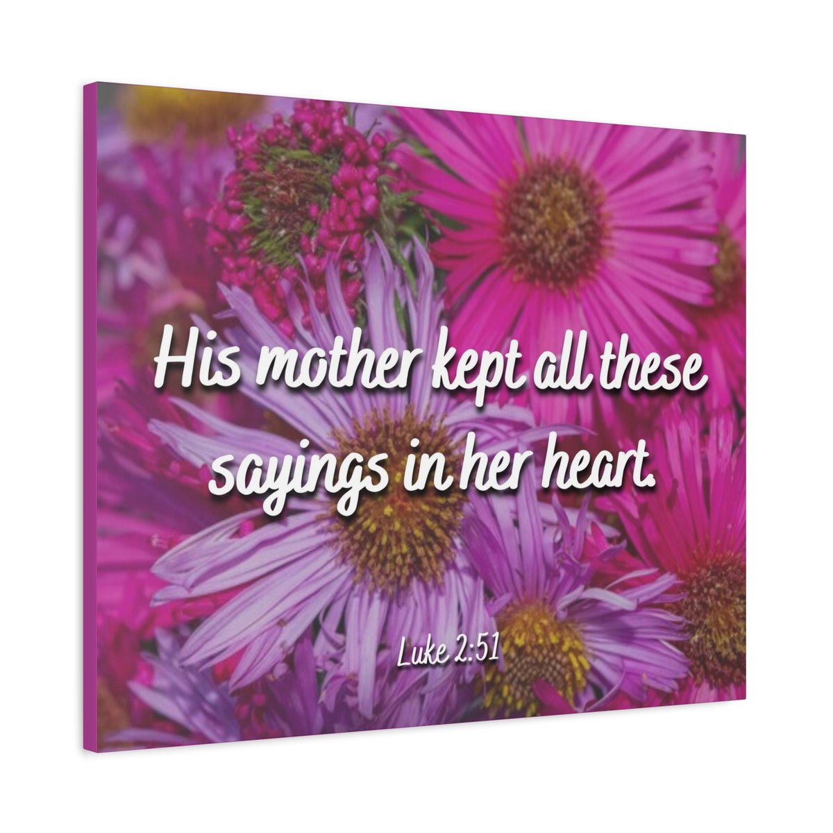 Scripture Canvas Sayings In Her Heart Luke 2:51 Christian Wall Art Bible Verse Print Ready to Hang