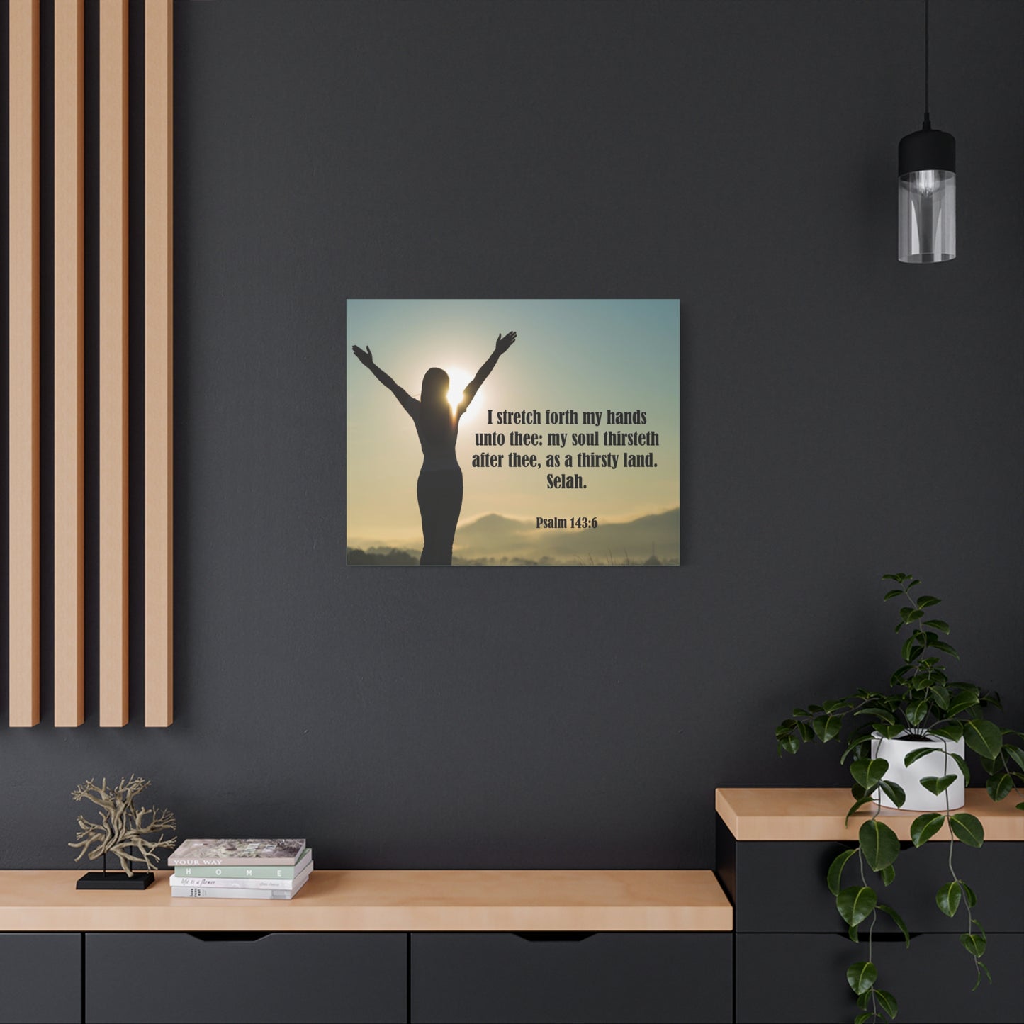 Scripture Canvas Thirsty Land Psalm 143:6 Christian Wall Art Bible Verse Print Ready to Hang