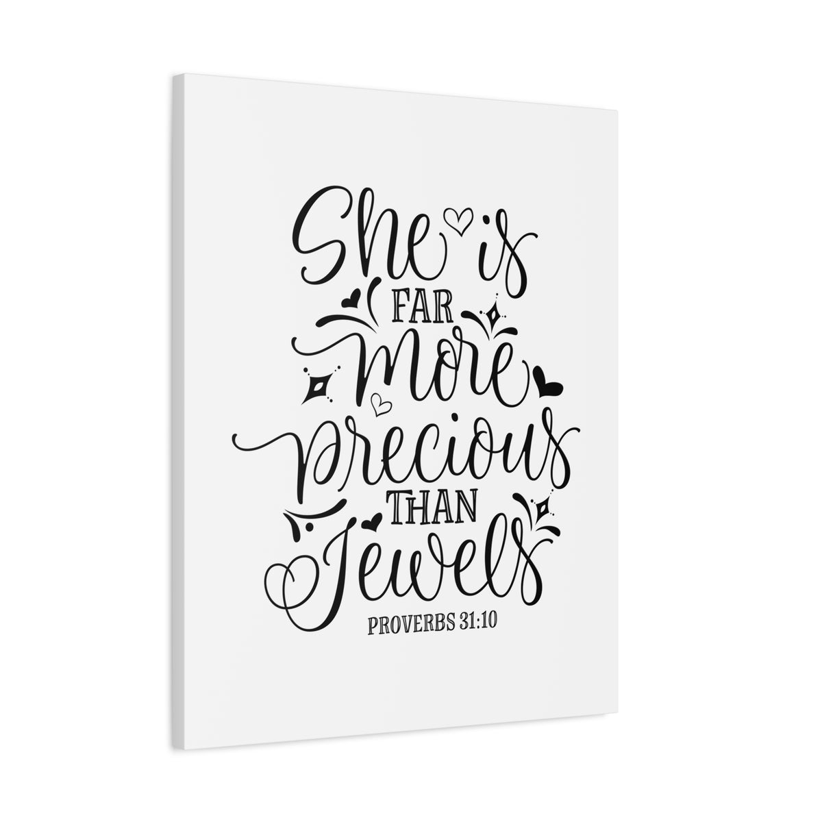 Scripture Canvas More Precious Than Jewels Proverbs 31:10 Christian Wall Art Bible Verse Print Ready to Hang