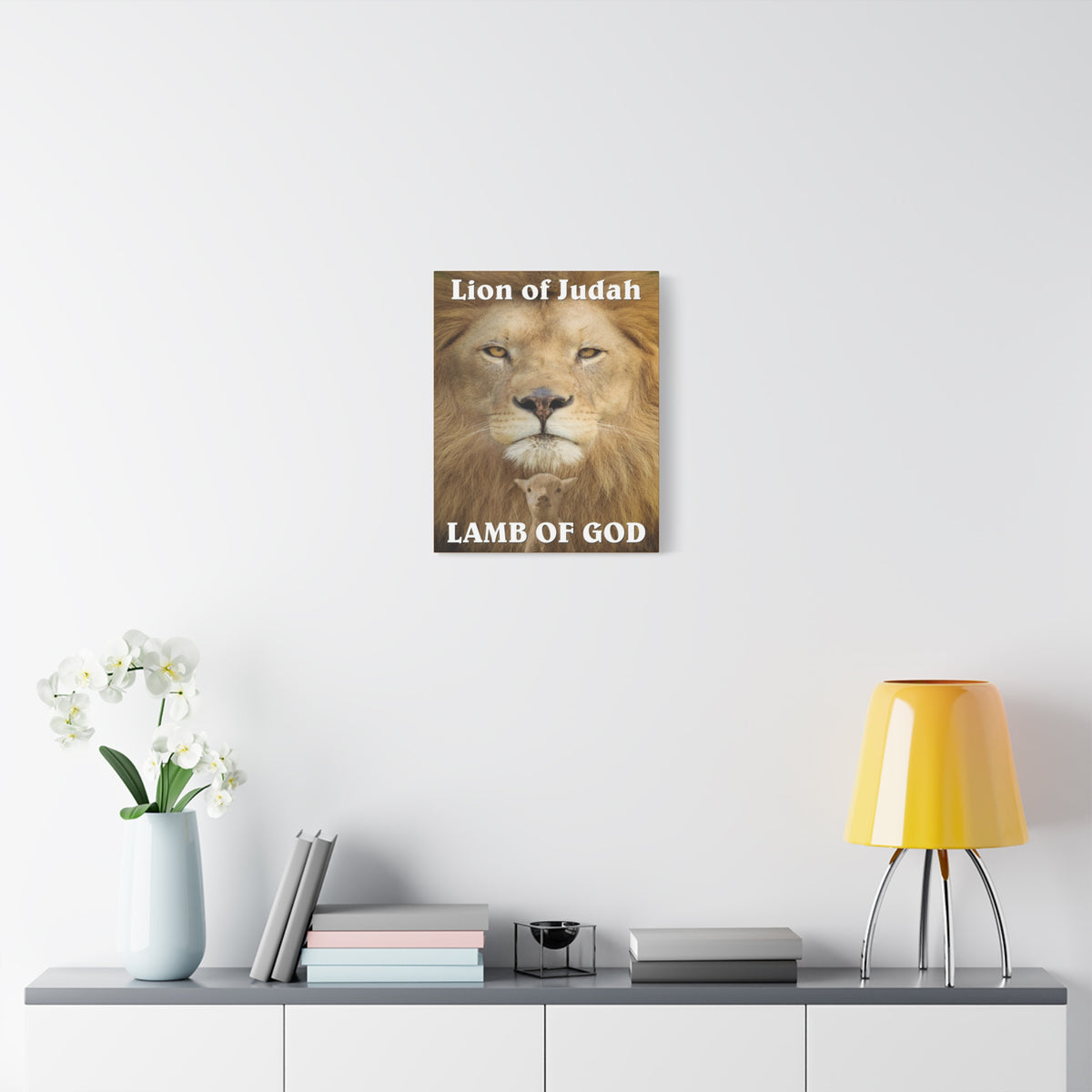 Scripture Canvas Lion of Judah Lamb of God Christian Wall Art Bible Verse Print Ready to Hang