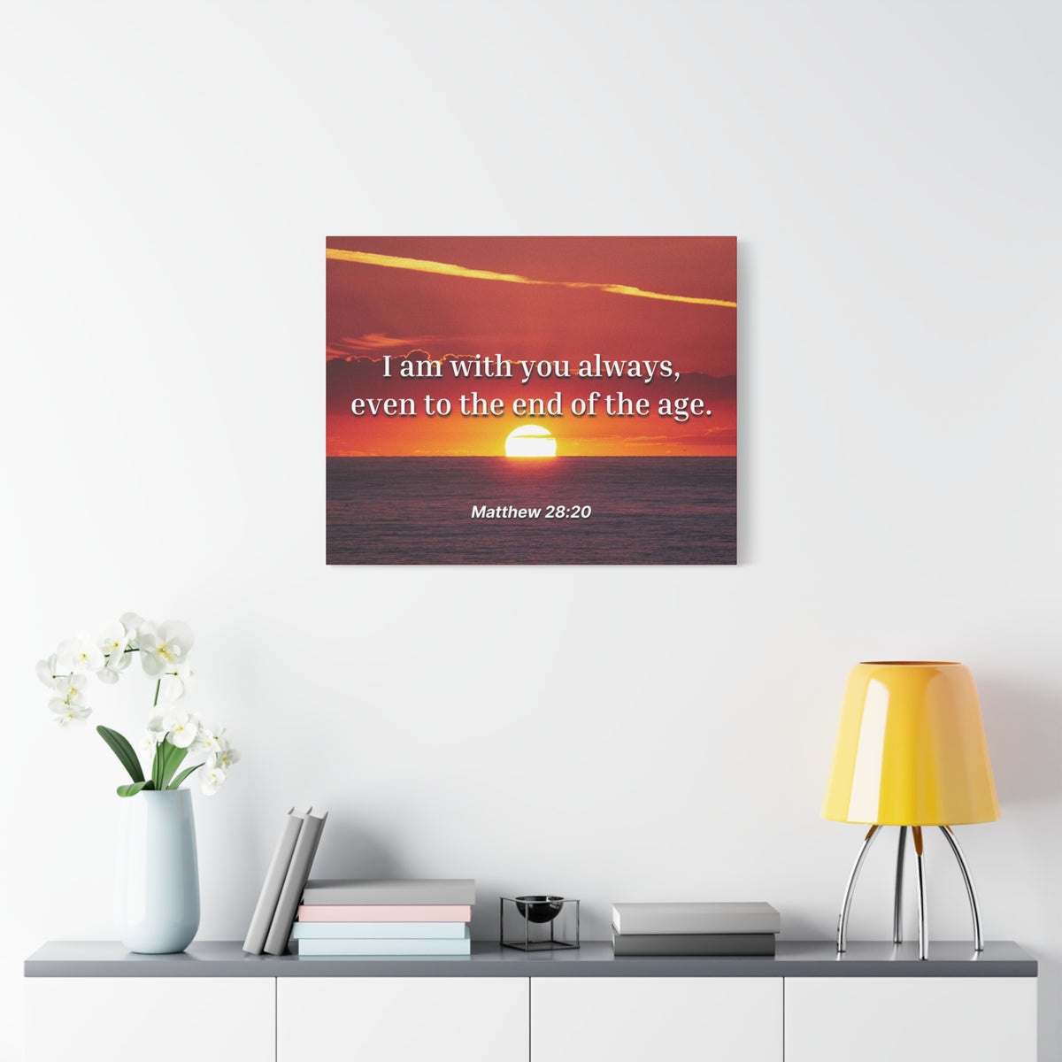 Scripture Canvas Unto The End Matthew 28:20 Christian Wall Art Bible Verse Print Ready to Hang