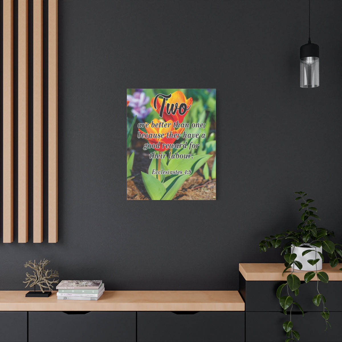 Scripture Canvas Two Are Better Than One Ecclesiastes 4:9 Christian Wall Art Bible Verse Print Ready to Hang