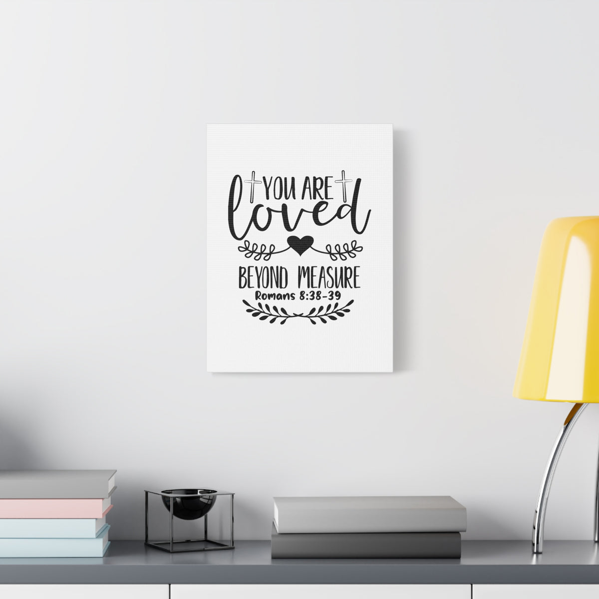 Scripture Canvas You Are Loved White Romans 8:38-39 Christian Wall Art Bible Verse Print Ready to Hang