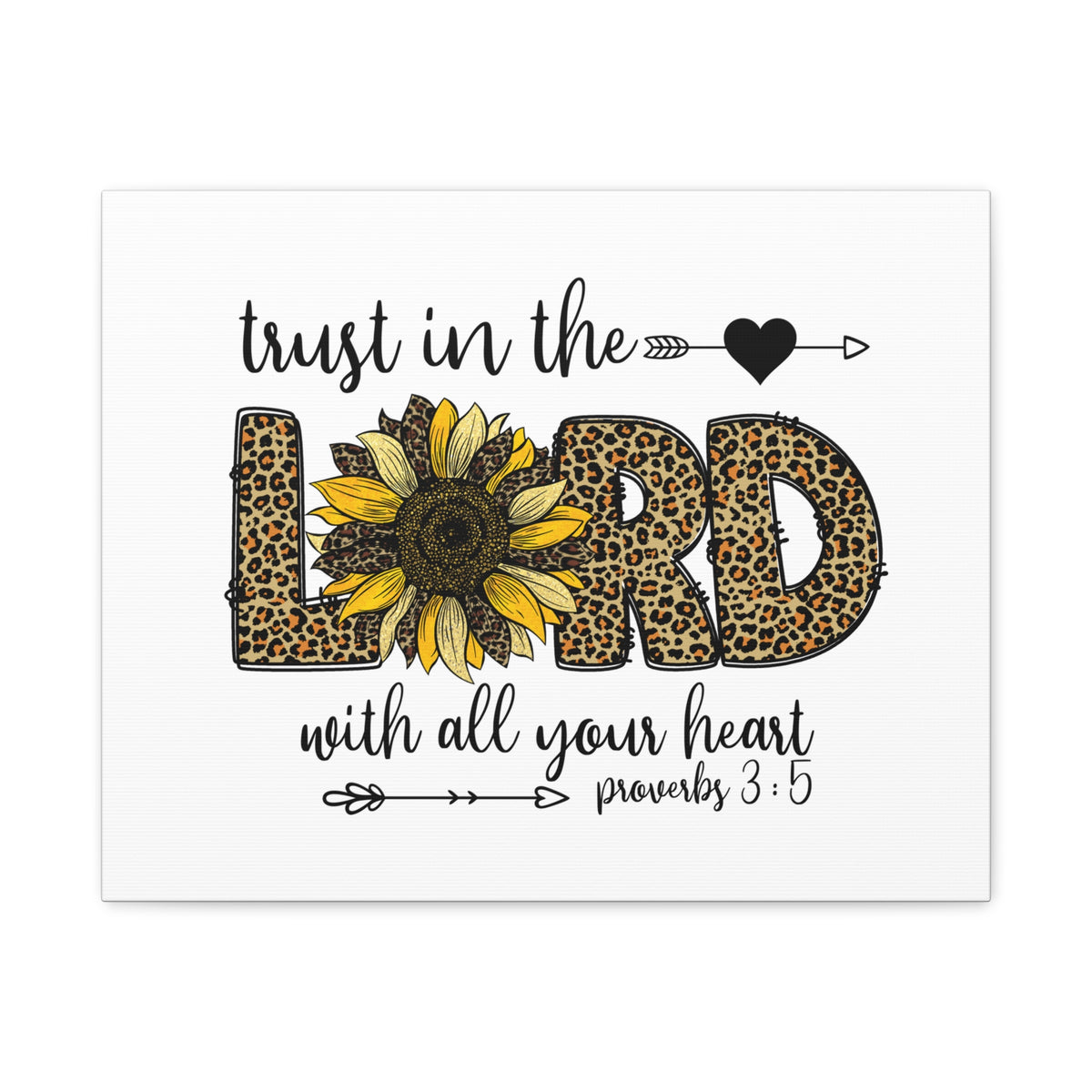 Scripture Canvas Trust In The Lord Leopard Proverbs 3:5 Christian Wall Art Bible Verse Print Ready to Hang