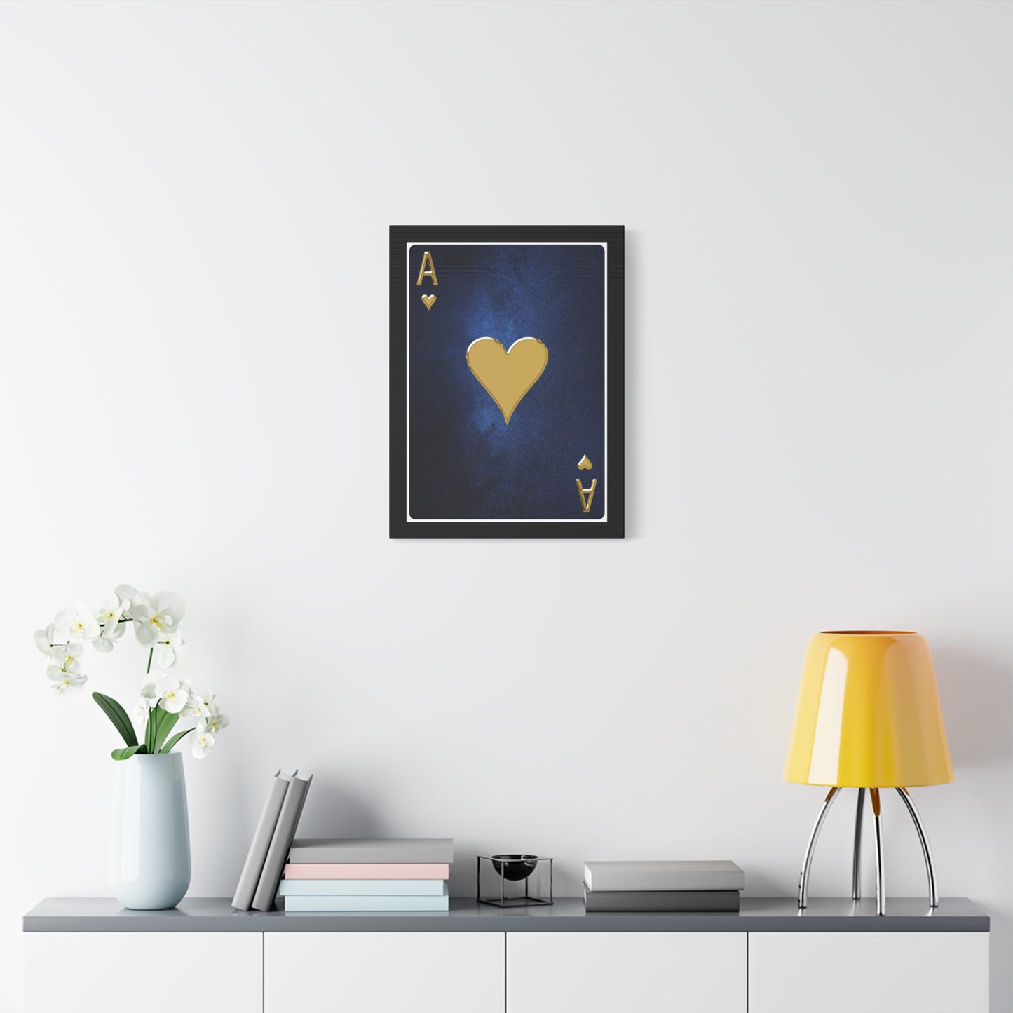 Ace Of Hearts Space Background Playing Card Canvas Wall Art for Home Decor Ready-to-Hang