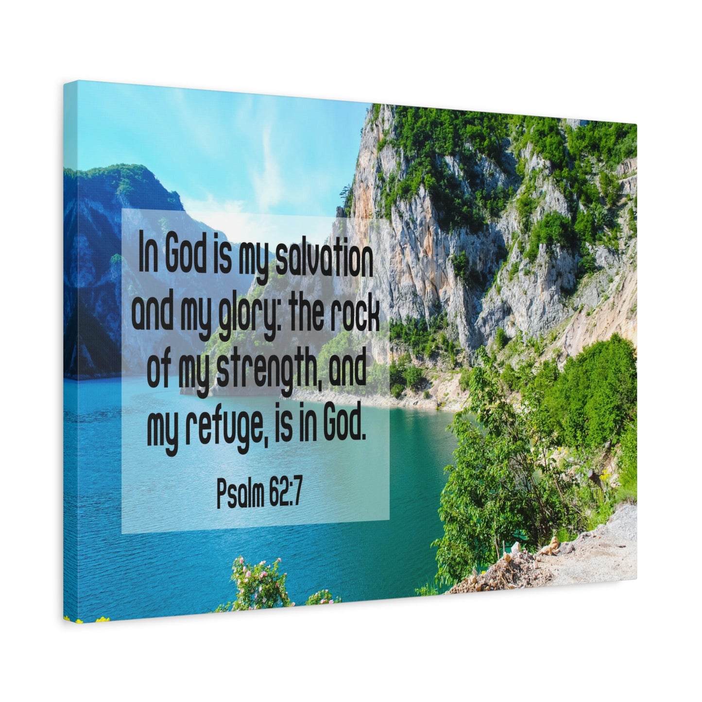 Scripture Canvas In God is My Salvation Psalm 62:7 Christian Wall Art Bible Verse Print Ready to Hang