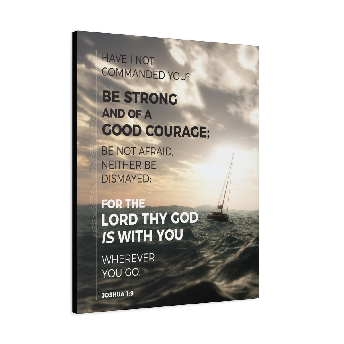 Scripture Canvas Good Courage Joshua 1:9 Sea Christian Wall Art Bible Verse Print Ready to Hang