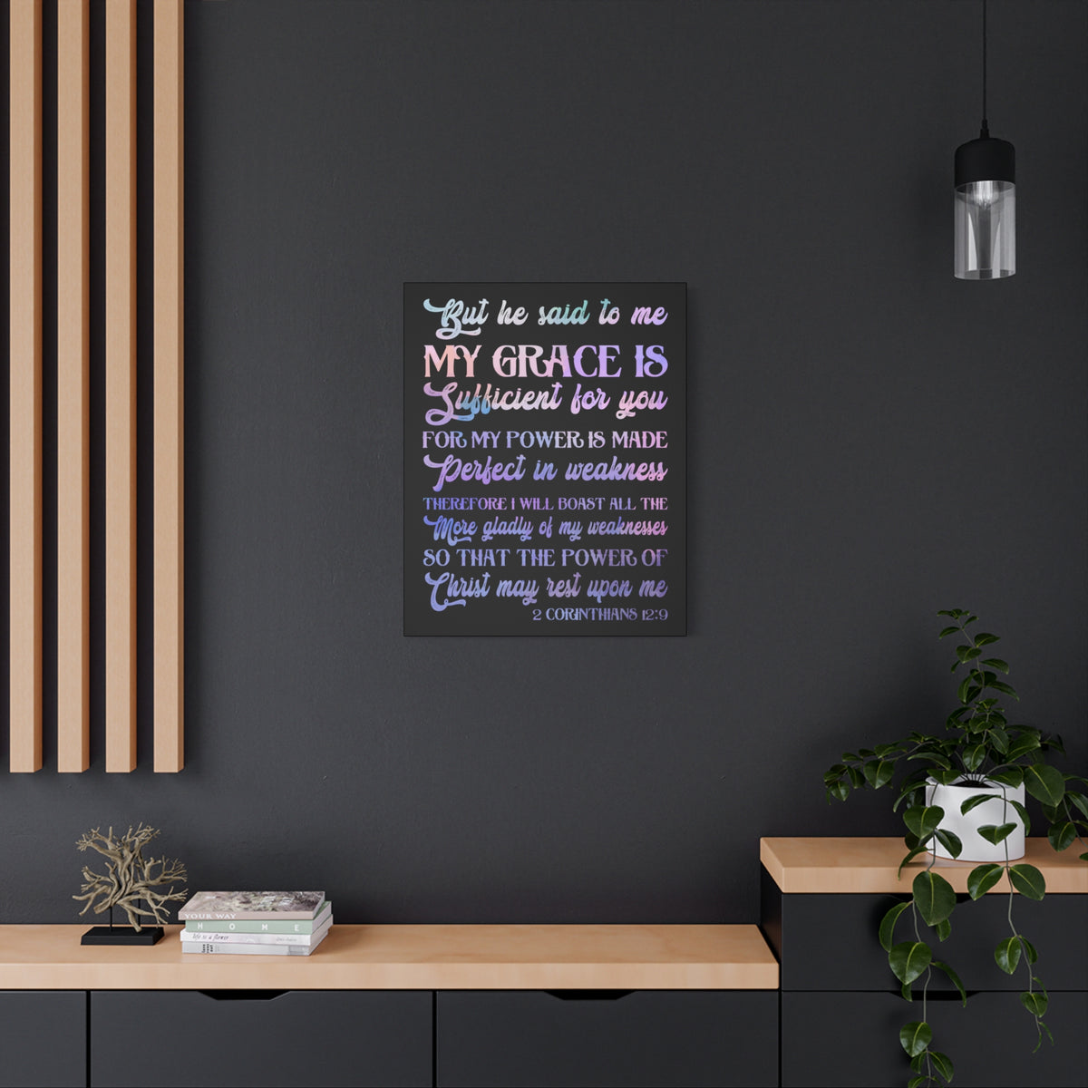 Scripture Canvas My Grace 2 Corinthians 12:9 Christian Wall Art Bible Verse Print Ready to Hang